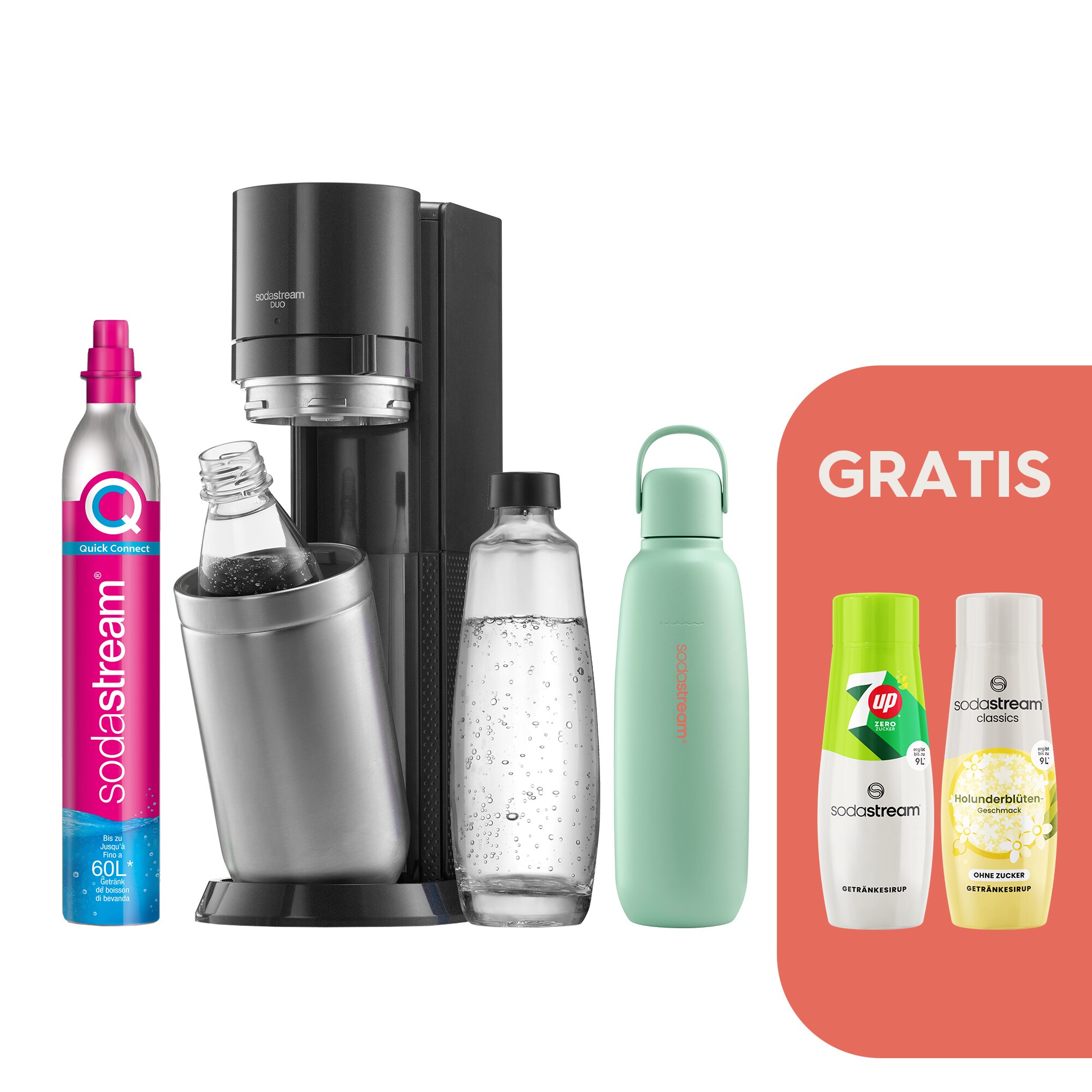 Sodastream DUO Titan Wassersprudler Bundle Titan (Mint) Allround + Sirup 