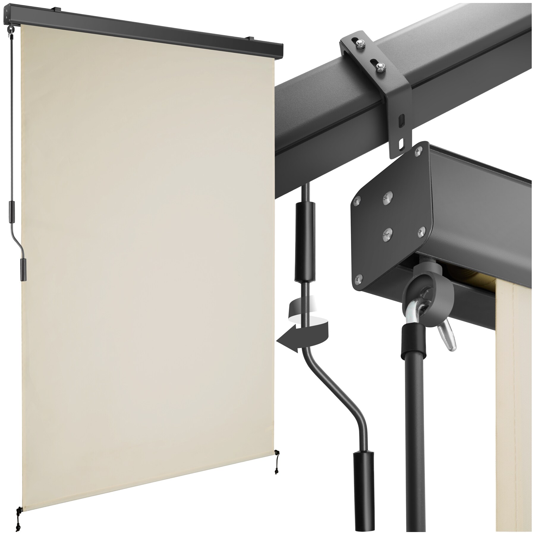 tectake&reg; Senkrechtmarkise, verschiedene Gr&ouml;&szlig;en, pulverbeschichtetes Aluminiumgeh&auml;use, inkl. Wandhaltern 