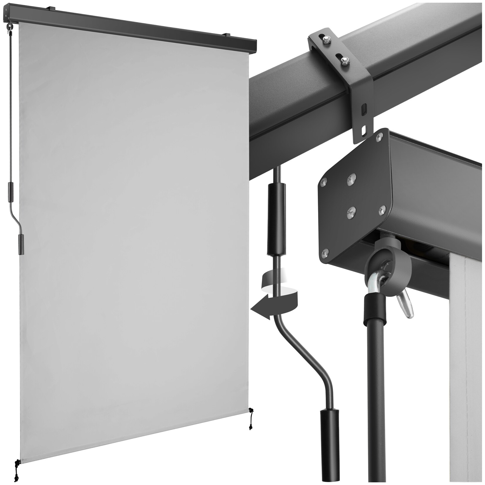 tectake® Senkrechtmarkise, verschiedene Größen, pulverbeschichtetes Aluminiumgehäuse, inkl. Wandhaltern