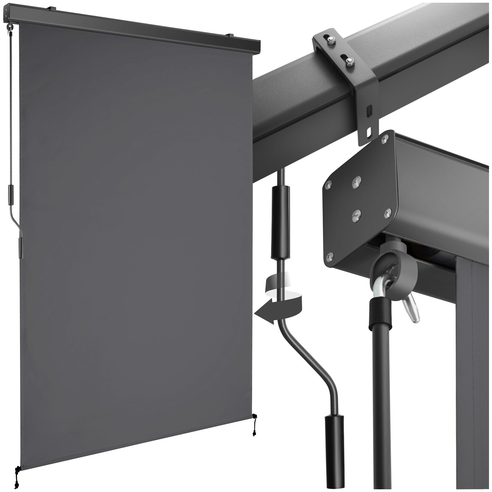 tectake® Senkrechtmarkise, verschiedene Größen, pulverbeschichtetes Aluminiumgehäuse, inkl. Wandhaltern