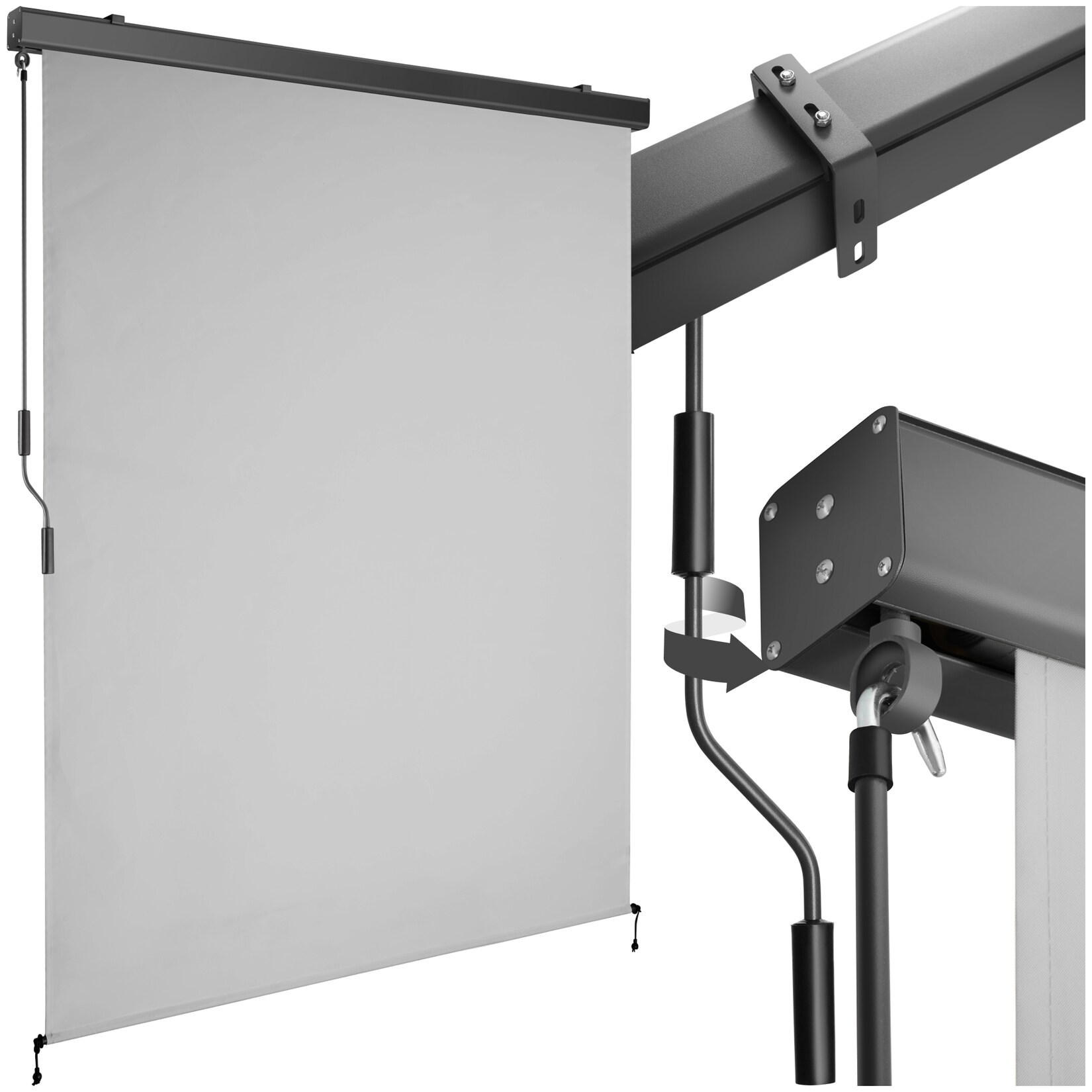 tectake® Senkrechtmarkise, verschiedene Größen, pulverbeschichtetes Aluminiumgehäuse, inkl. Wandhaltern
