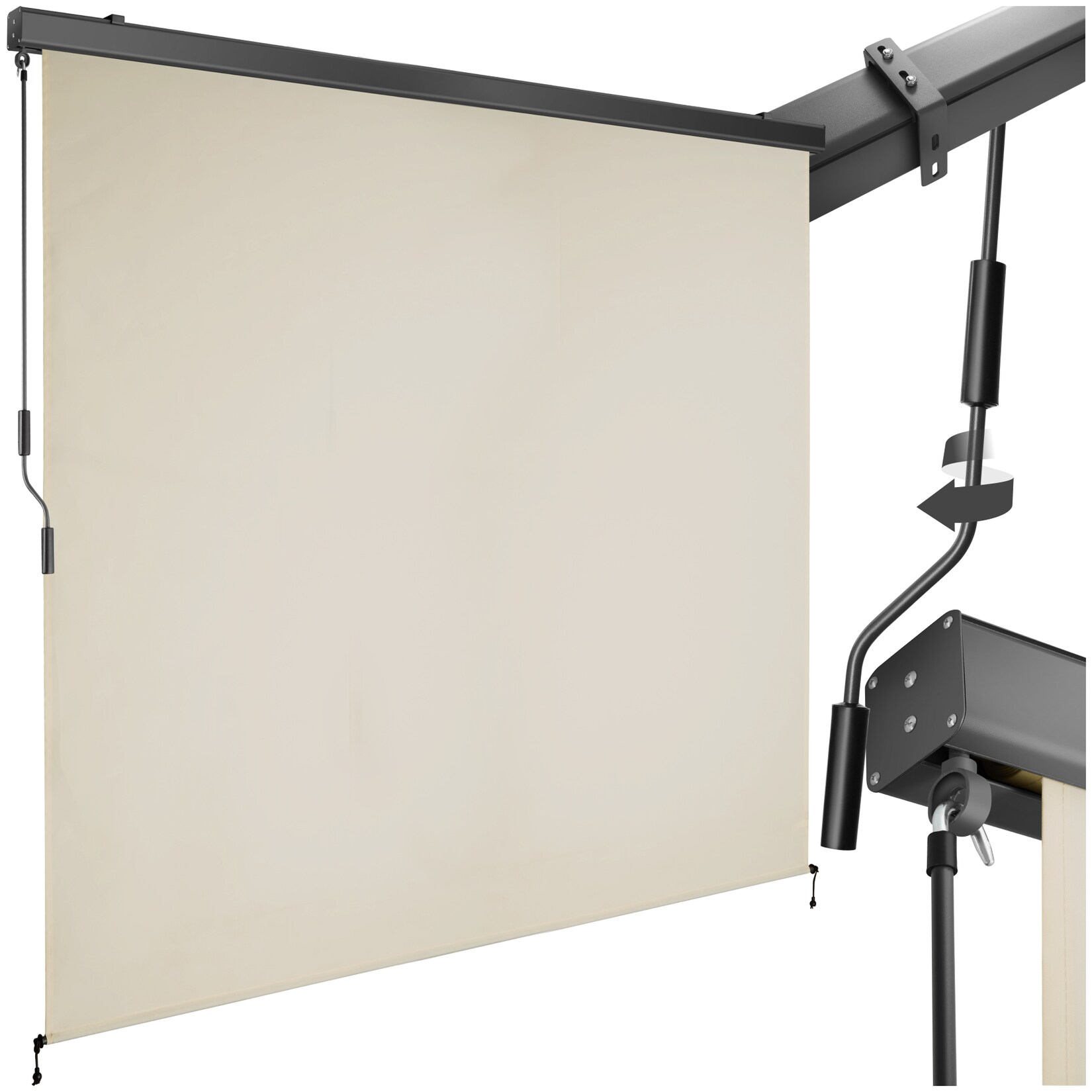 tectake® Senkrechtmarkise, verschiedene Größen, pulverbeschichtetes Aluminiumgehäuse, inkl. Wandhaltern