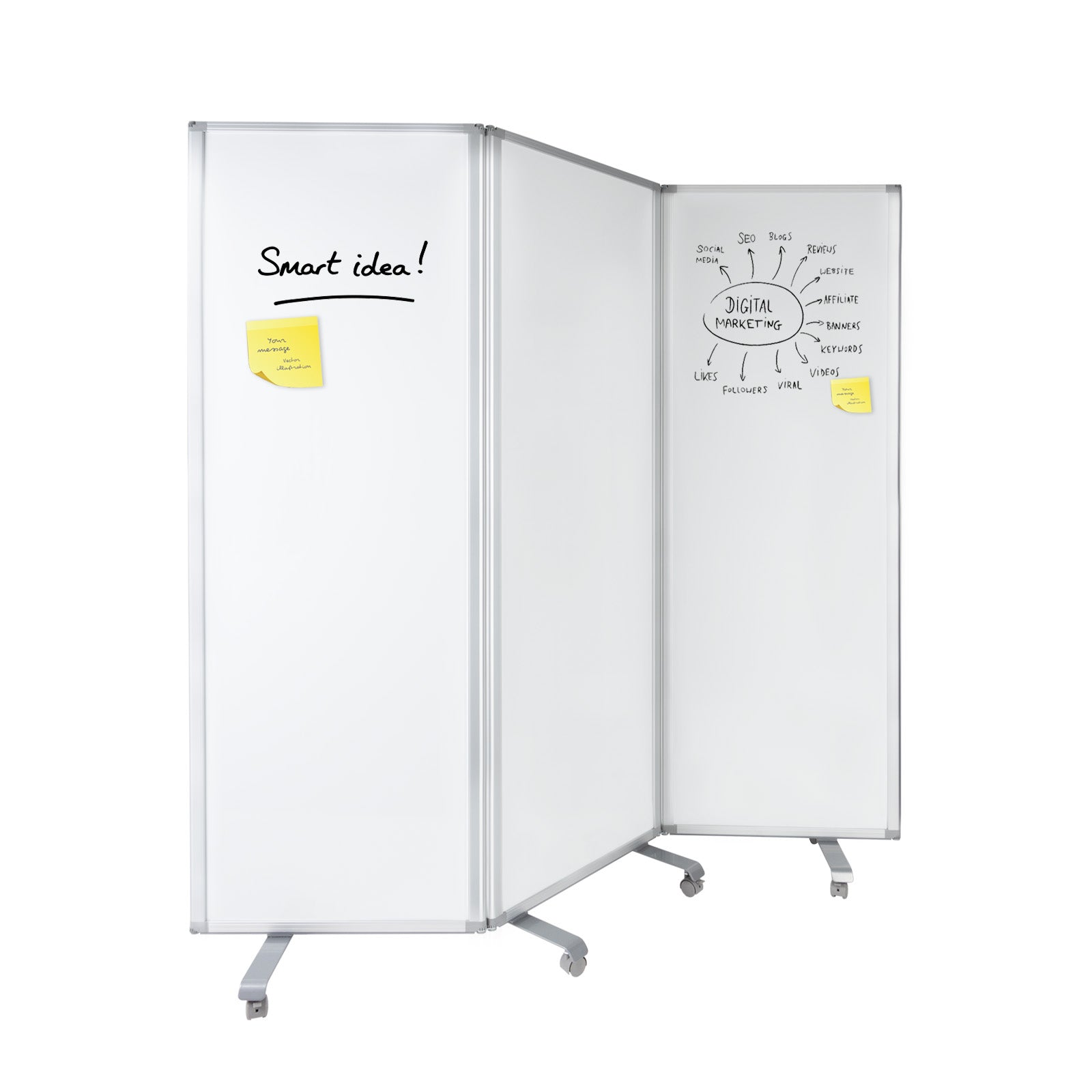 Master of Boards Mobile Trennwand | Whiteboard | 3-teilig 