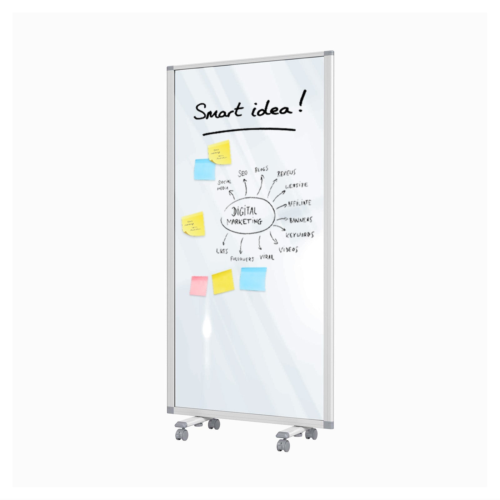 Master of Boards Mobile Trennwand | Pr&auml;sentationsboard | Transparent | 1-teilig 