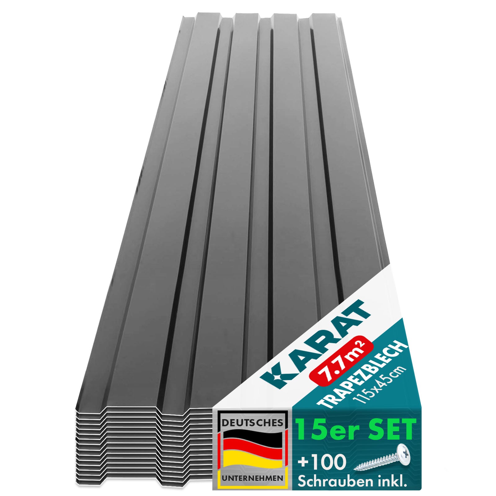 Karat homeliving Trapezblech | Wand- & Dachverkleidung | Profilblech | Grau | 15 St&uuml;ck 
