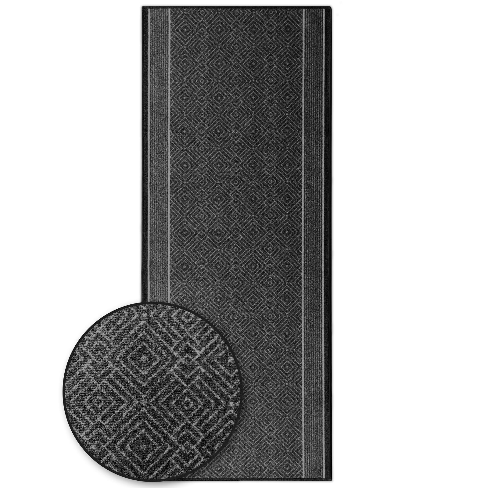 Karat homeliving Teppich-L&auml;ufer auf Ma&szlig; | Olymp | Anthrazit 