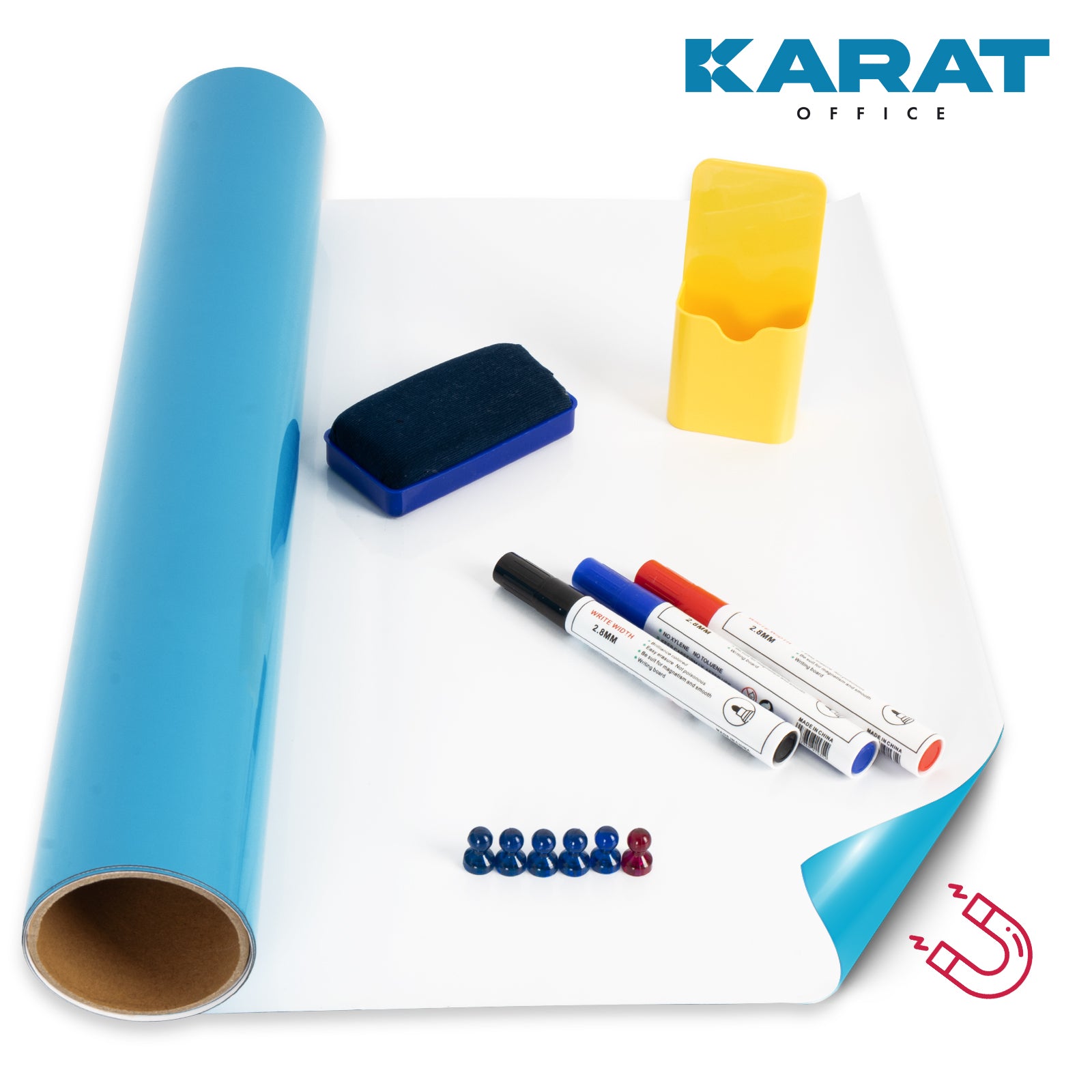 Karat office Tafelfolie | Magnetisch & selbstklebend | Inkl. Zubeh&ouml;r 
