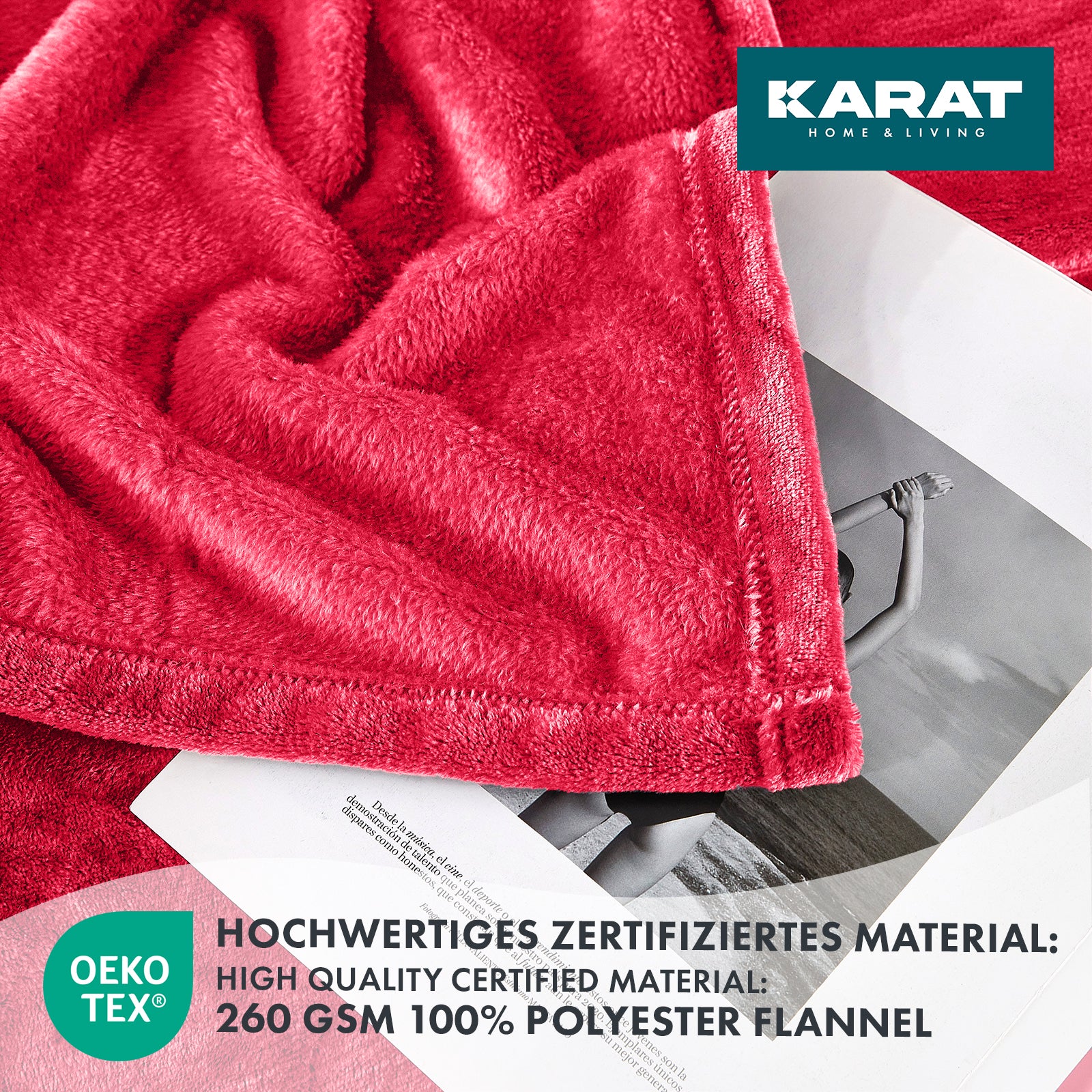 Karat homeliving Kuscheldecke Grace | Rot 