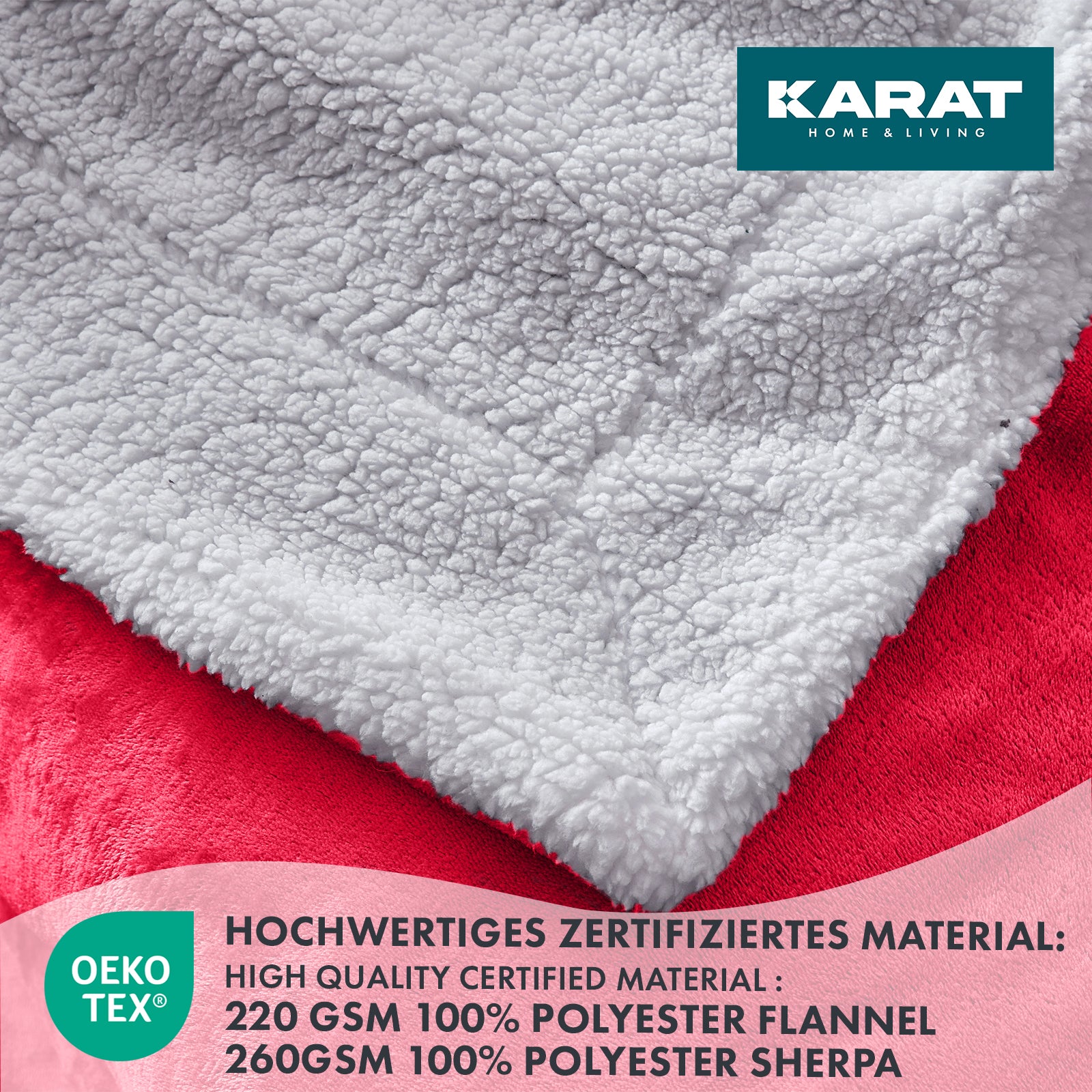 Karat homeliving Kuscheldecke Glory | Doppelseitig | Rot 