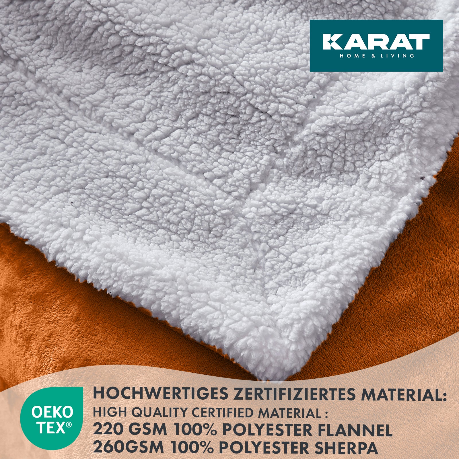 Karat homeliving Kuscheldecke Glory | Doppelseitig | Braun 
