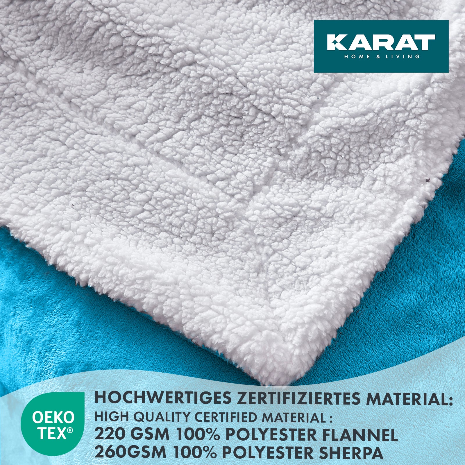 Karat homeliving Kuscheldecke Glory | Doppelseitig | Himmelblau 