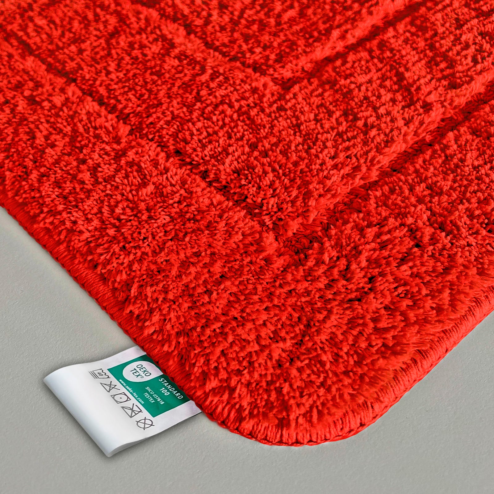 Karat homeliving Badematte Atlantis | Reckteckig | Rutschhemmende R&uuml;ckseite | Rot 