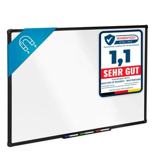 Karat office Whiteboard | Onyx | Speziallackiert | Kratzfest & magnethaftend | Schwarzer Rahmen 