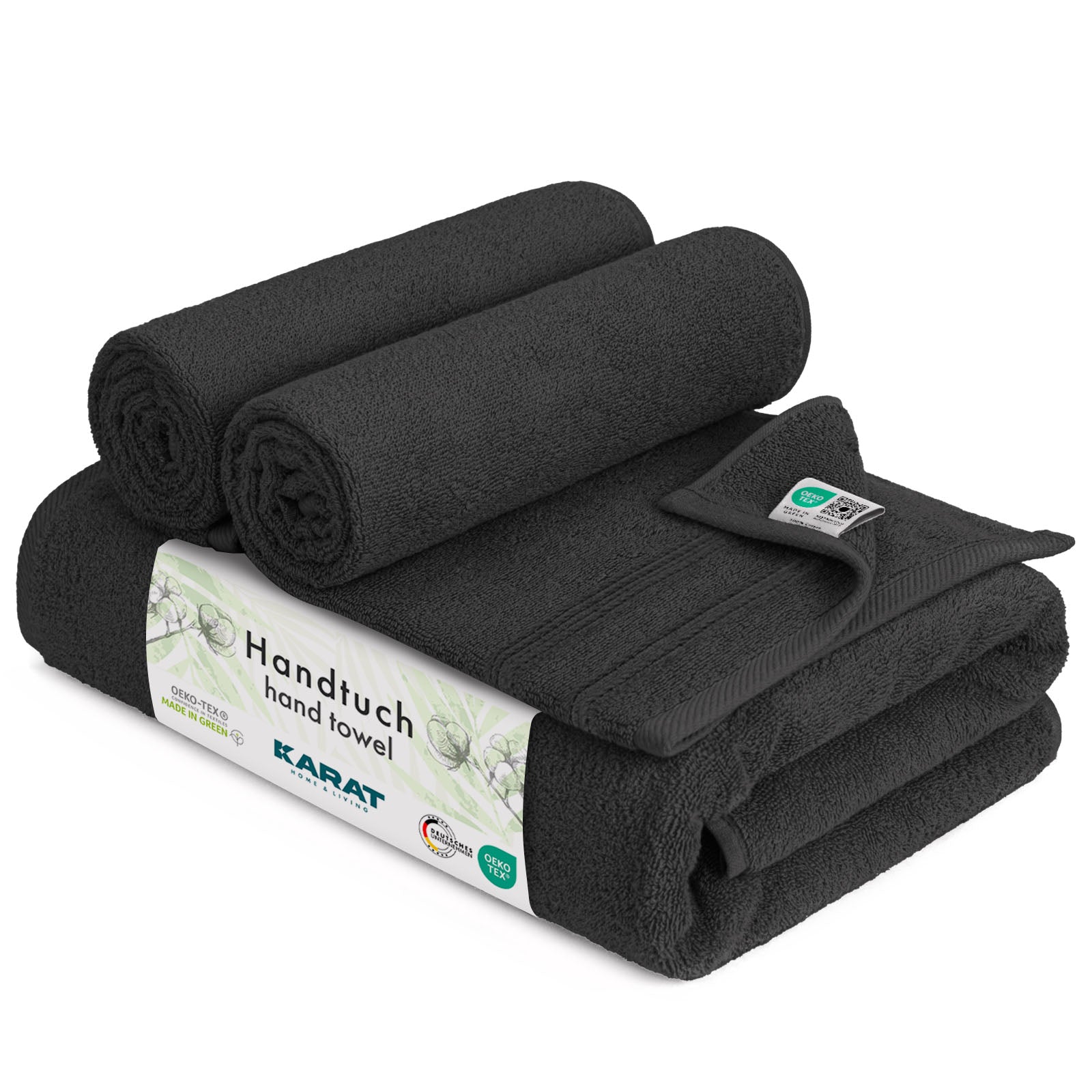 Karat Homeliving Handtuch | Bay | Sanft, saugstark und vielseitig nutzbar | Schwarz 