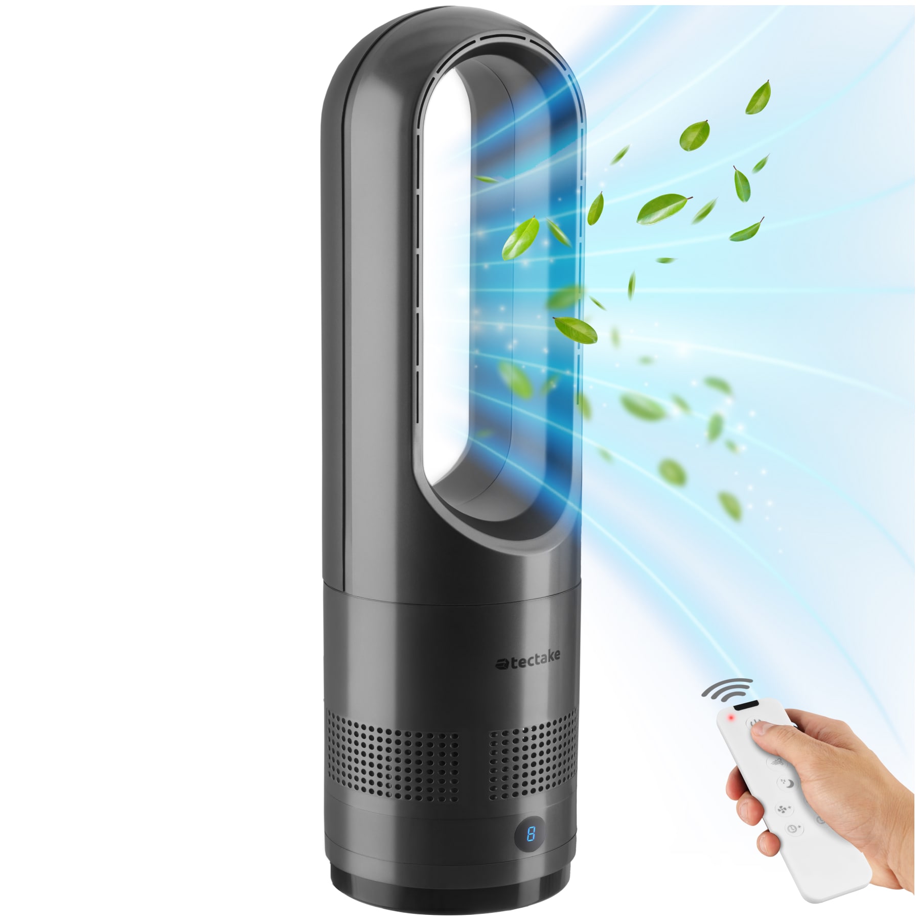 tectake&reg; Turmventilator, 80&deg; Oszillation, 20 W, mit Timer-Funktion, 14,5 x 55,5 cm, inklusive Fernbedienung 