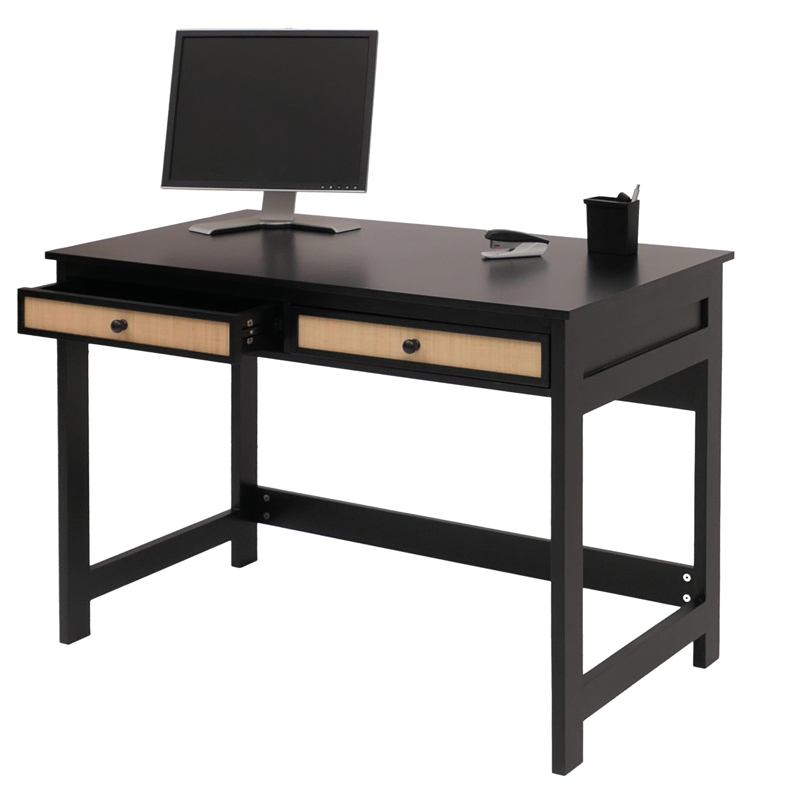 Schreibtisch MCW-O36, B&uuml;rotisch Laptoptisch Arbeitstisch, Schublade 78x110x60cm Holz ~ schwarz 