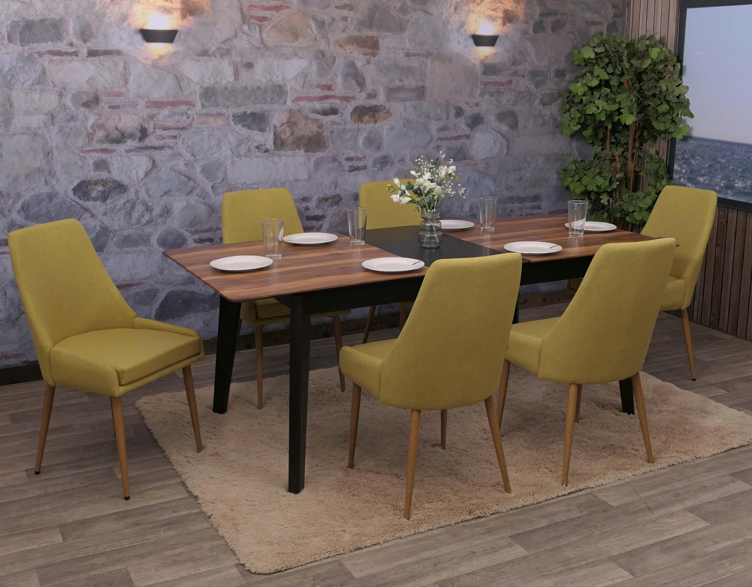 6er-set Esszimmerstuhl MCW-O27, K&uuml;chenstuhl Polsterstuhl Stuhl, Stoff/Textil (280g/m&sup2;) Metall ~ gr&uuml;n 