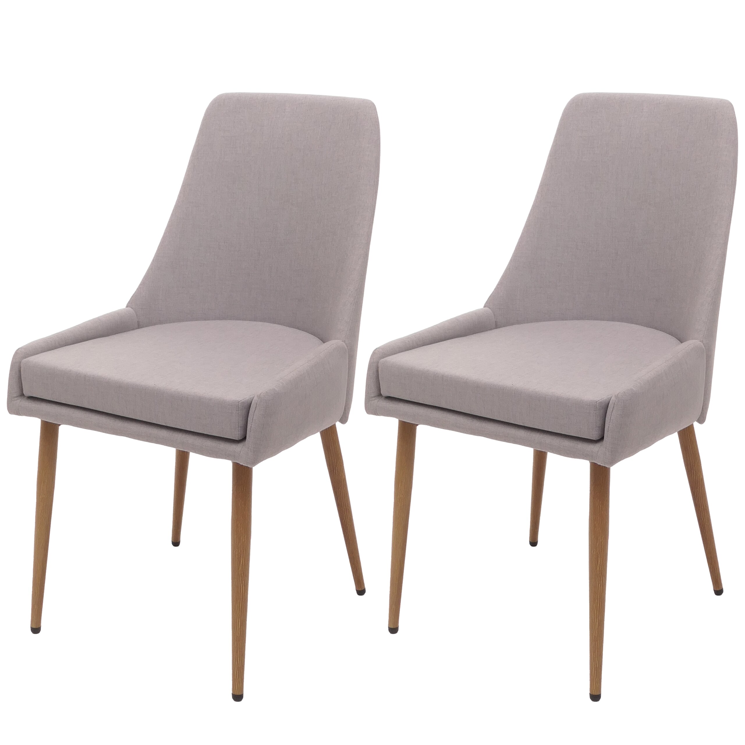2er-Set Esszimmerstuhl MCW-O27, K&uuml;chenstuhl Polsterstuhl Stuhl, Stoff/Textil (280g/m&sup2;) Metall ~ hellgrau 