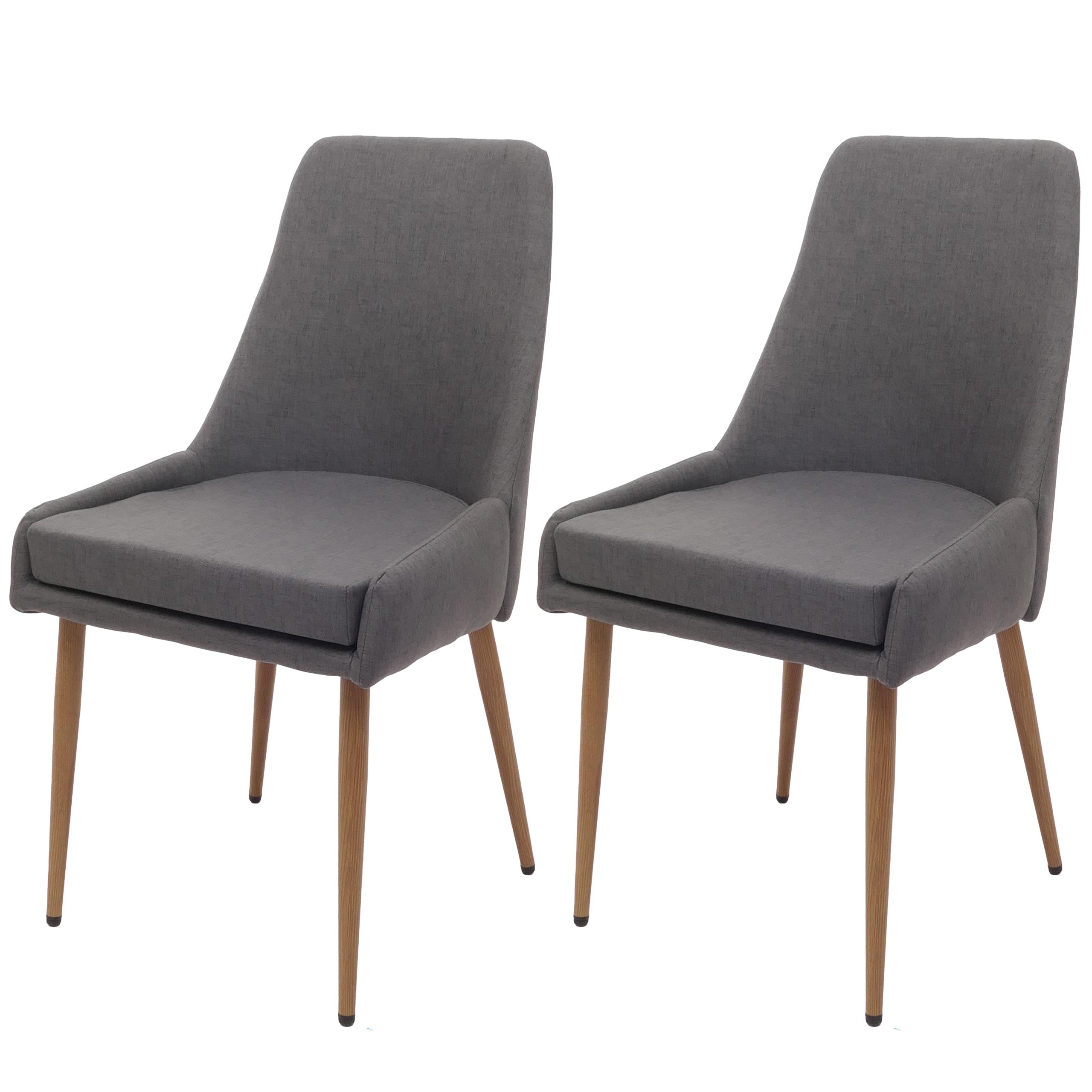 2er-Set Esszimmerstuhl MCW-O27, K&uuml;chenstuhl Polsterstuhl Stuhl, Stoff/Textil (280g/m&sup2;) Metall ~ dunkelgrau 