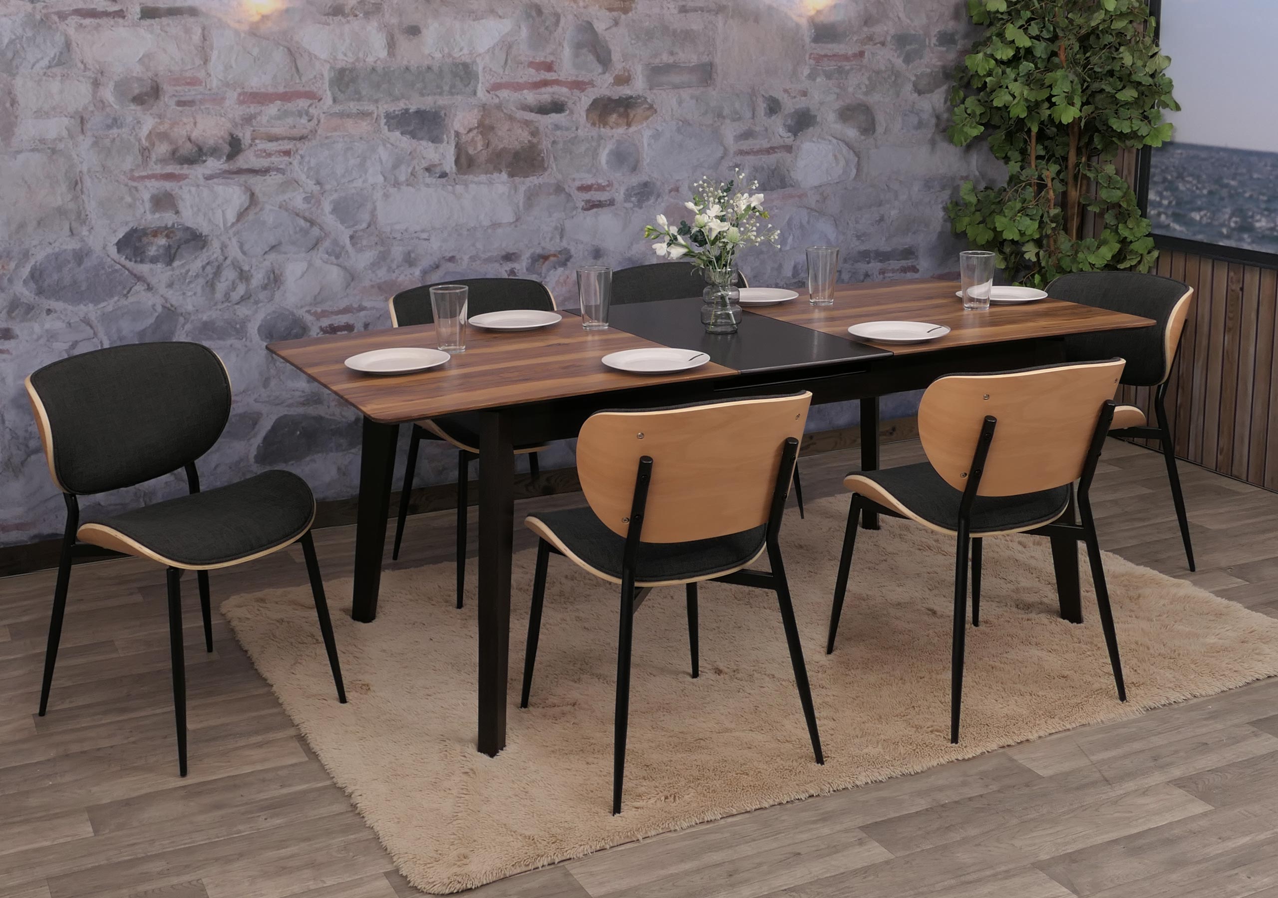 6er-Set Esszimmerstuhl MCW-O45, Bugholz Stoff (370g/m&sup2;) &Ouml;ko-Tex MVG-zertifiziert ~ natur, dunkelgrau 