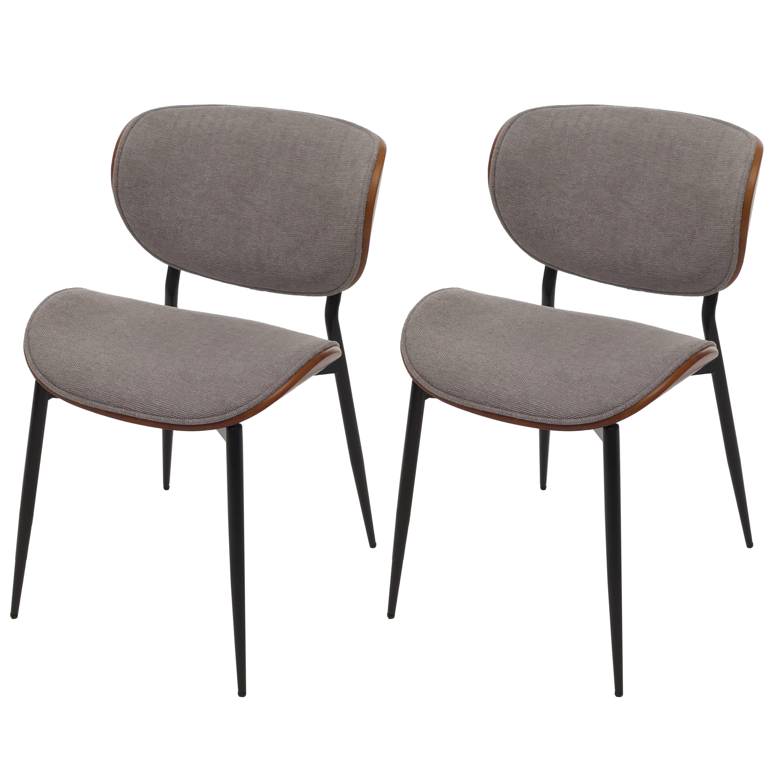 2er-Set Esszimmerstuhl MCW-O45, Bugholz Stoff (370g/m&sup2;) &Ouml;ko-Tex MVG-zertifiziert ~ Walnuss-Optik, hellgrau 