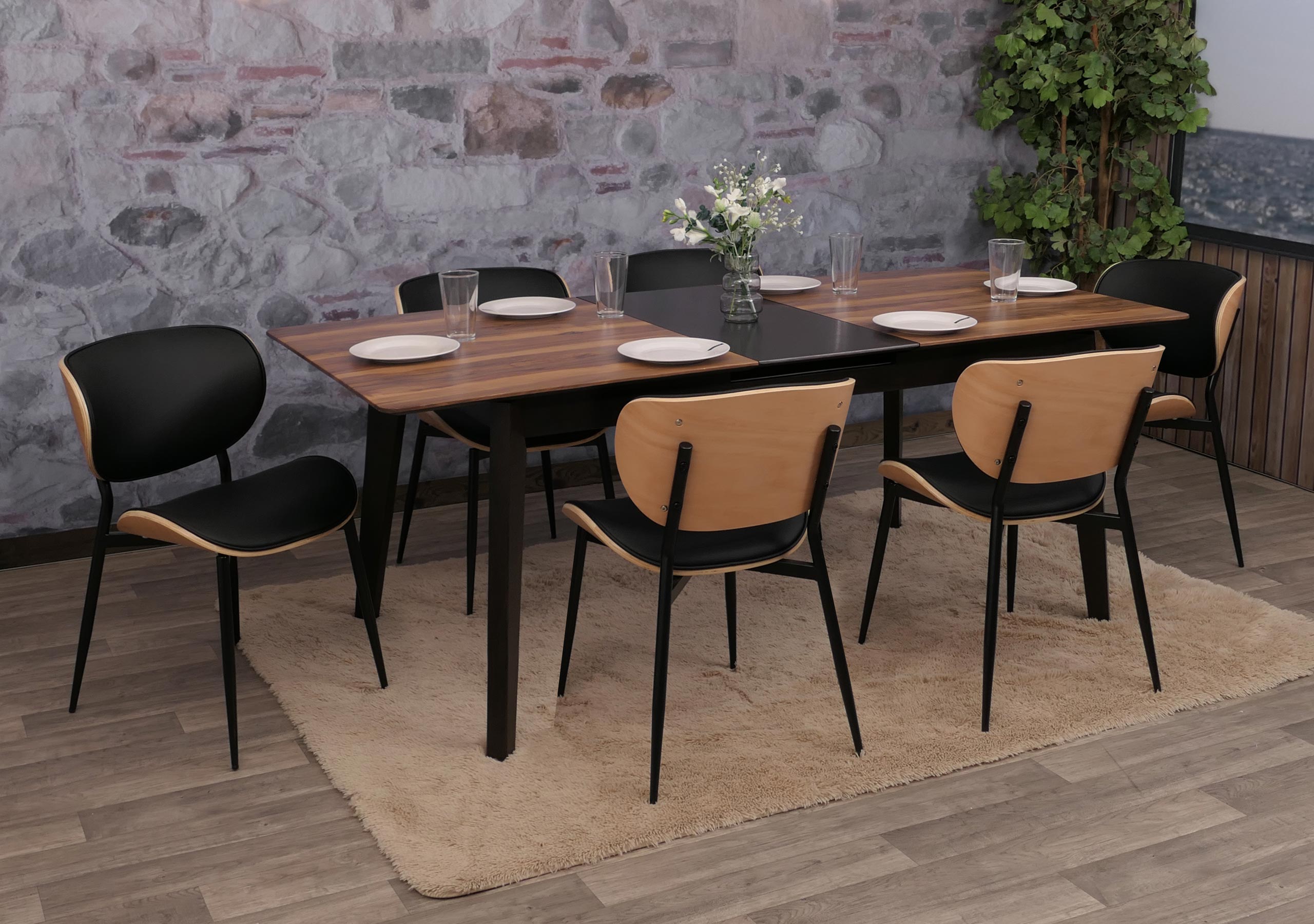 6er-Set Esszimmerstuhl MCW-O45, Stuhl, Bugholz Kunstleder 280g/m&sup2; &Ouml;ko-Tex MVG ~ natur, schwarz 