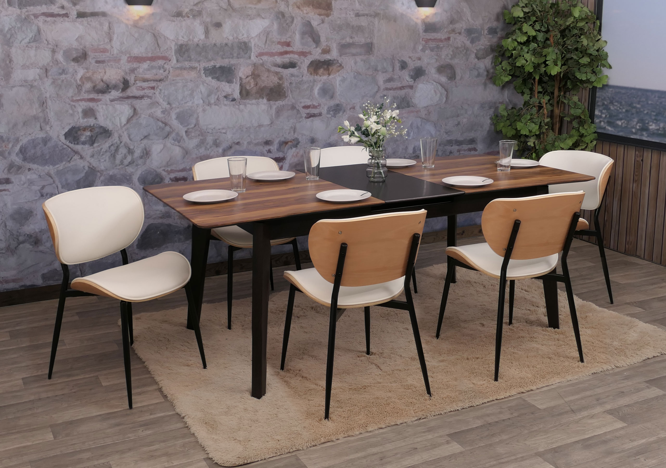 6er-Set Esszimmerstuhl MCW-O45, Stuhl, Bugholz Kunstleder 280g/m&sup2; &Ouml;ko-Tex MVG ~ natur, wei&szlig; 