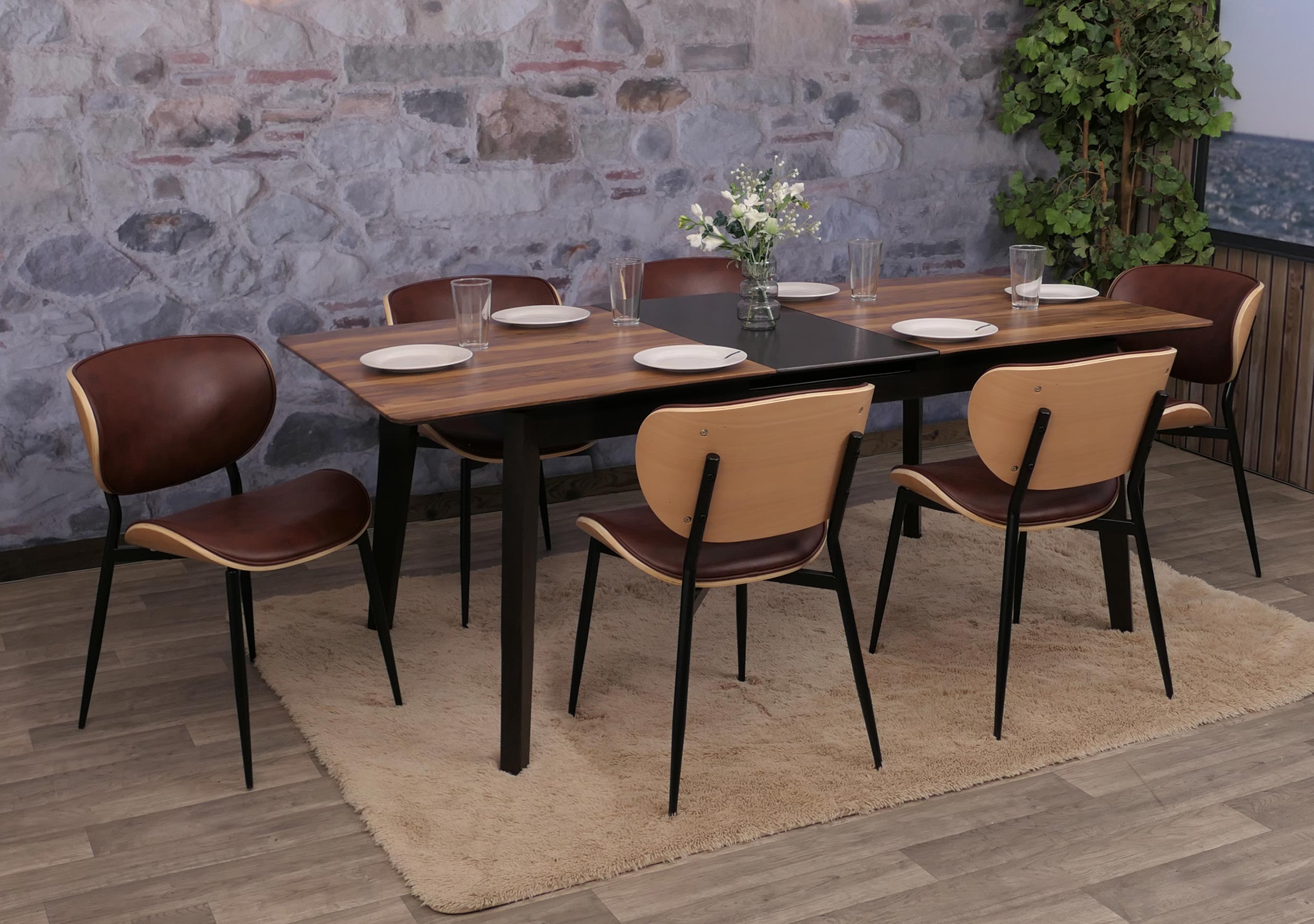 6er-Set Esszimmerstuhl MCW-O45, Stuhl, Bugholz Kunstleder 280g/m&sup2; &Ouml;ko-Tex MVG ~ natur, vintage braun 