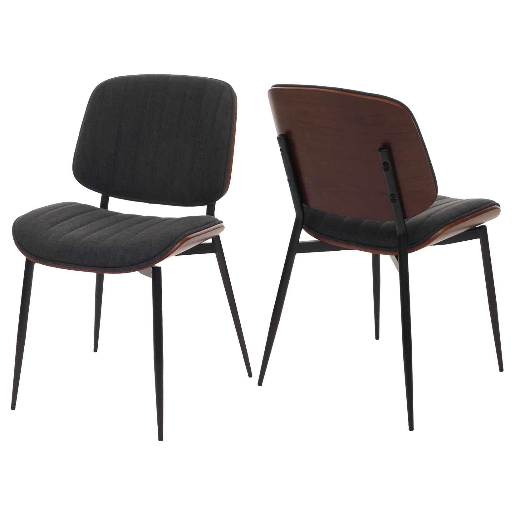 2er-Set Esszimmerstuhl MCW-O44, Küchenstuhl Stuhl, Bugholz Stoff (370g/m²) MVG ~ Walnuss-Optik, dunkelgrau