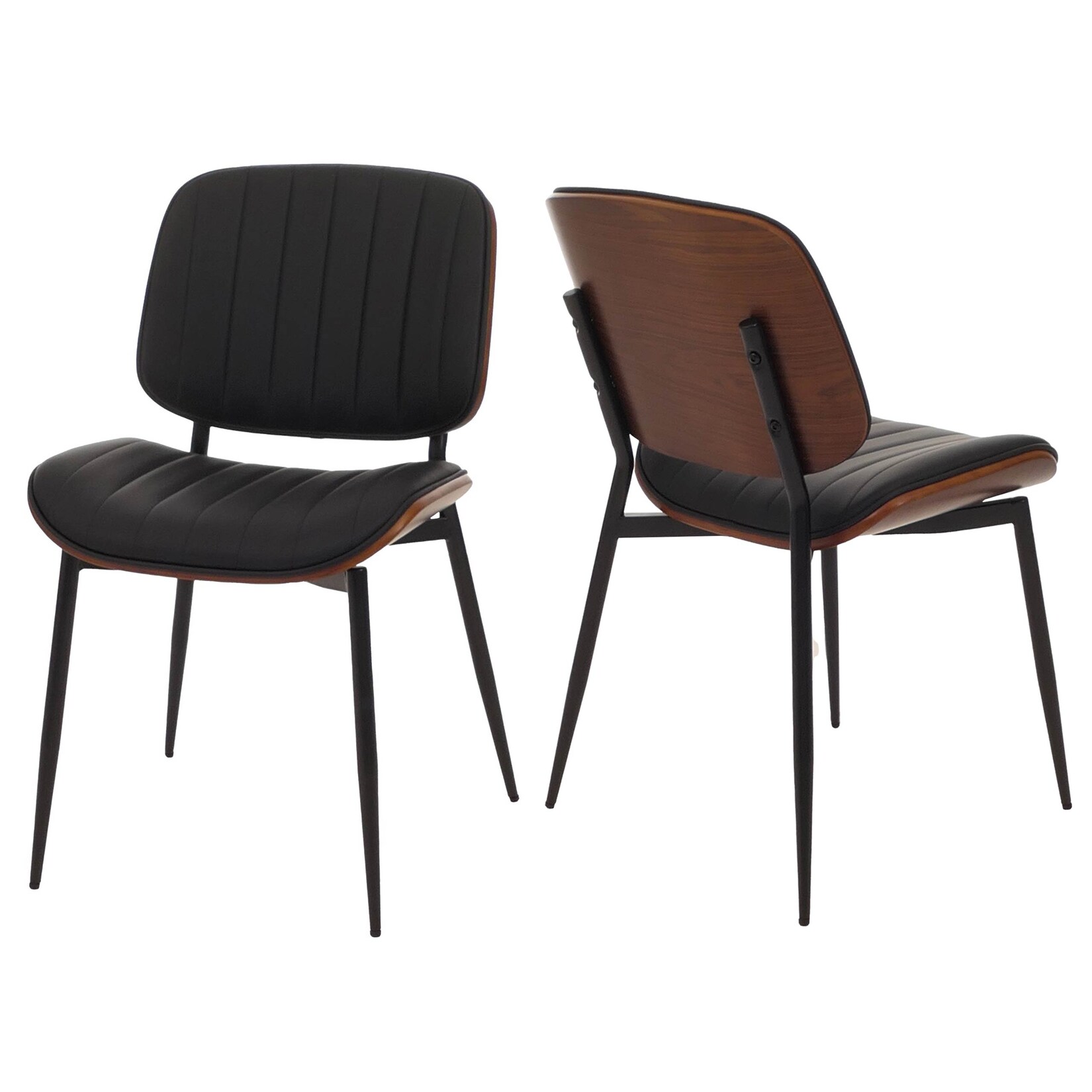 2er-Set Esszimmerstuhl MCW-O44, Küchenstuhl Stuhl, Bugholz Kunstleder MVG ~ Walnuss-Optik, schwarz