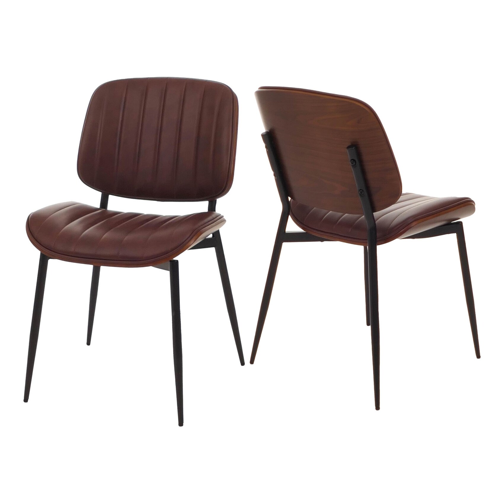 2er-Set Esszimmerstuhl MCW-O44, Küchenstuhl Stuhl, Bugholz Kunstleder MVG ~ Walnuss-Optik, vintage braun