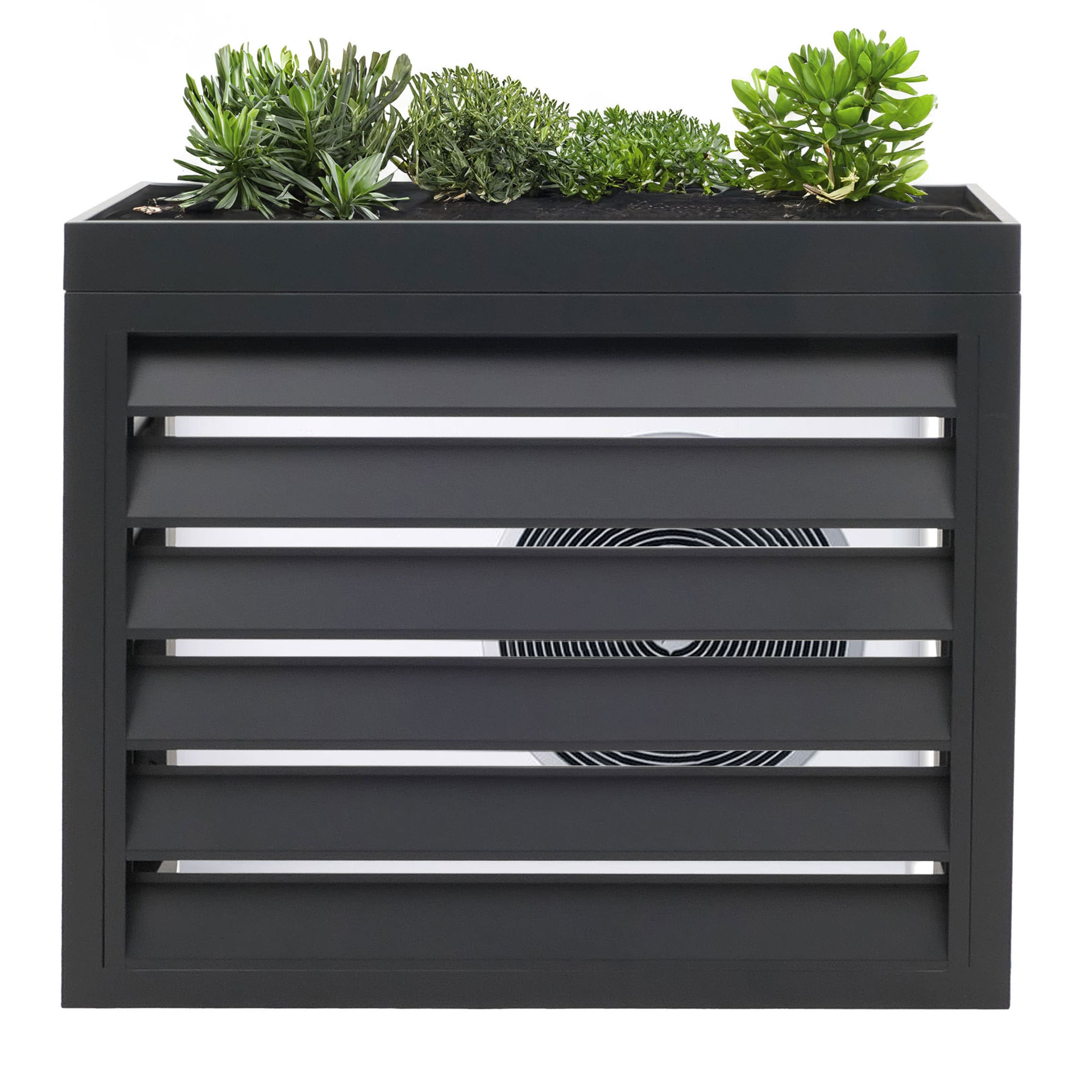 Verkleidung f&uuml;r Klimaanlage/W&auml;rmepumpe MCW-O43, Abdeckung Schutzgitter Pflanzkasten, Metall 80x90x38cm ~ anthrazit 