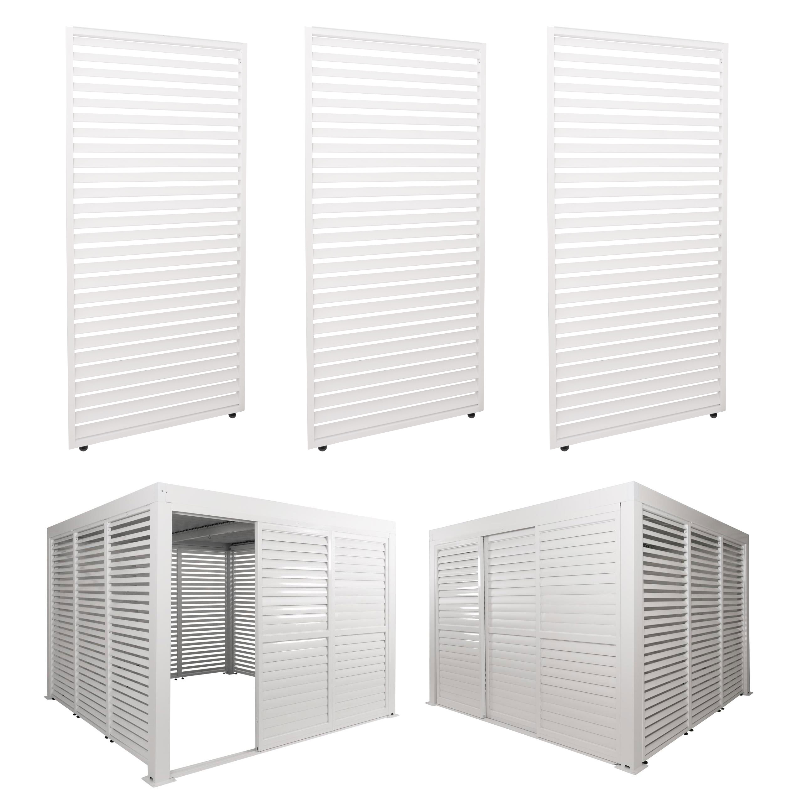 3er-Set Aluminium Paneele f&uuml;r Pergola MCW-L46, Terrassen&uuml;berdachung, Lamellenpaneel Modul, 204x271cm ~ wei&szlig; 