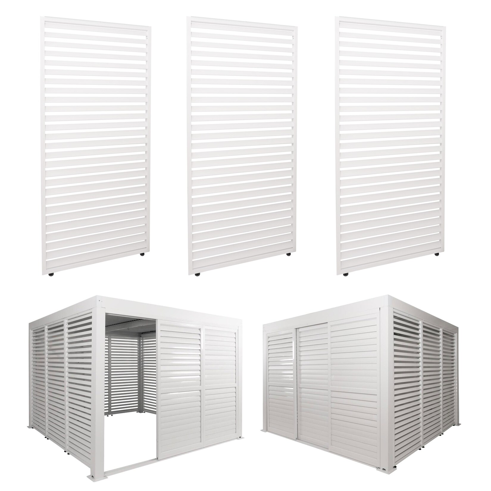 3er-Set Aluminium Paneele für Pergola -L46, Terrassenüberdachung, Lamellenpaneel Modul, 204x271cm ~ weiß