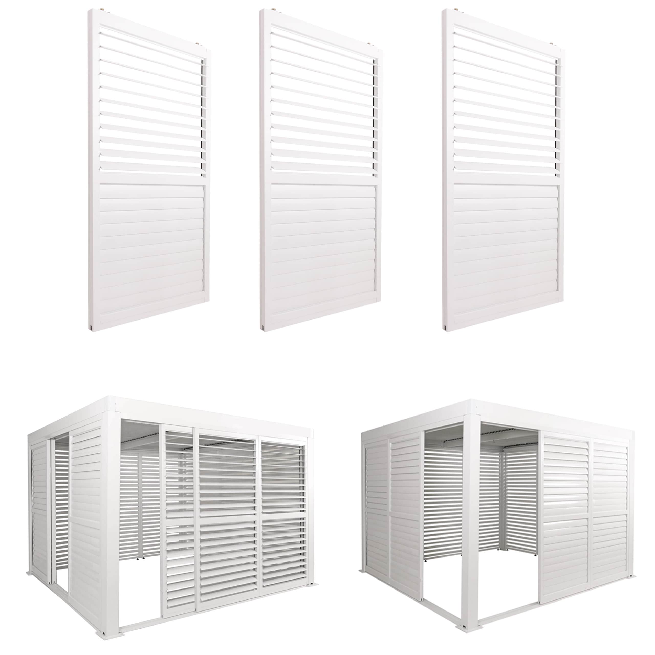 3er-Set Aluminium Schiebet&uuml;r f&uuml;r Pergola MCW-L46, Terrassen&uuml;berdachung, Lamellenpaneel Modul, 206x272cm ~ wei&szlig; 