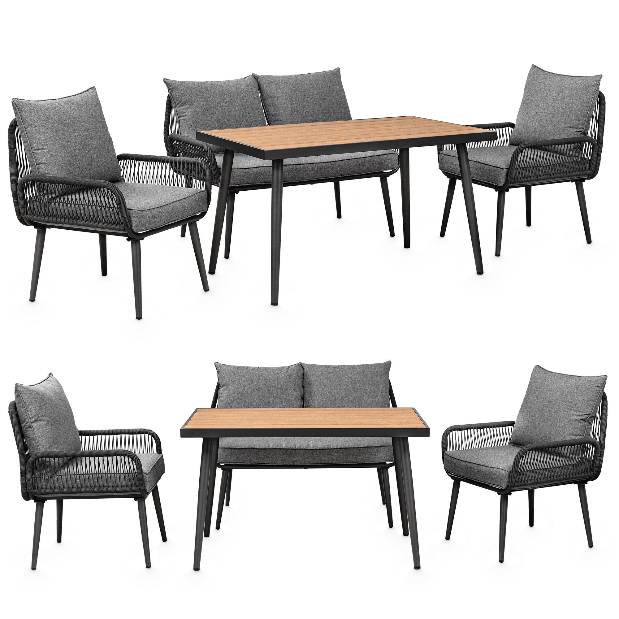Swing&Harmonie Gartenm&ouml;bel Lounge-Set &bdquo;Sienna&ldquo; f&uuml;r 4 Personen - anthrazit/grau 