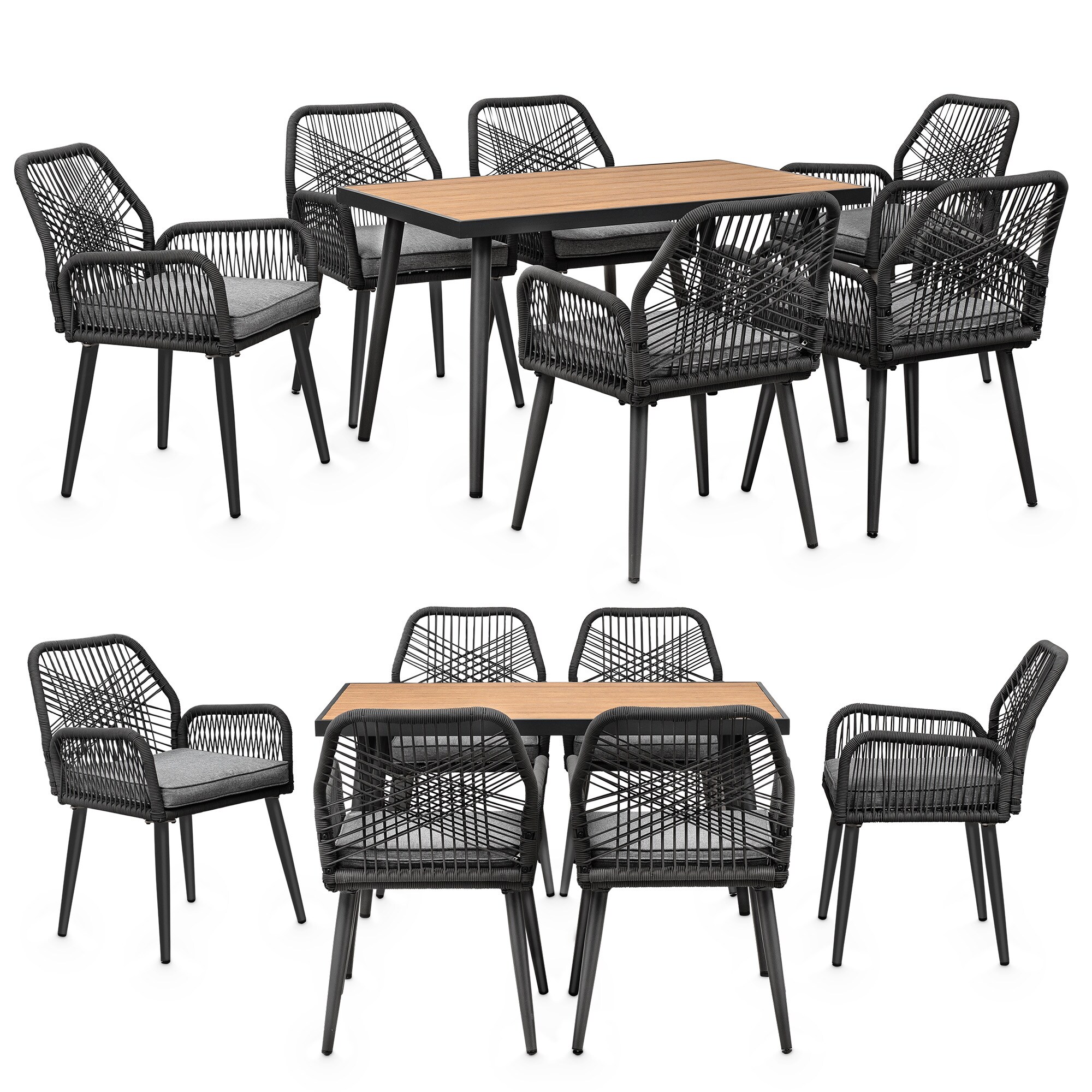 Swing&Harmonie Gartenm&ouml;bel Set &bdquo;Mireva&ldquo; f&uuml;r 6 Personen - anthrazit/grau 