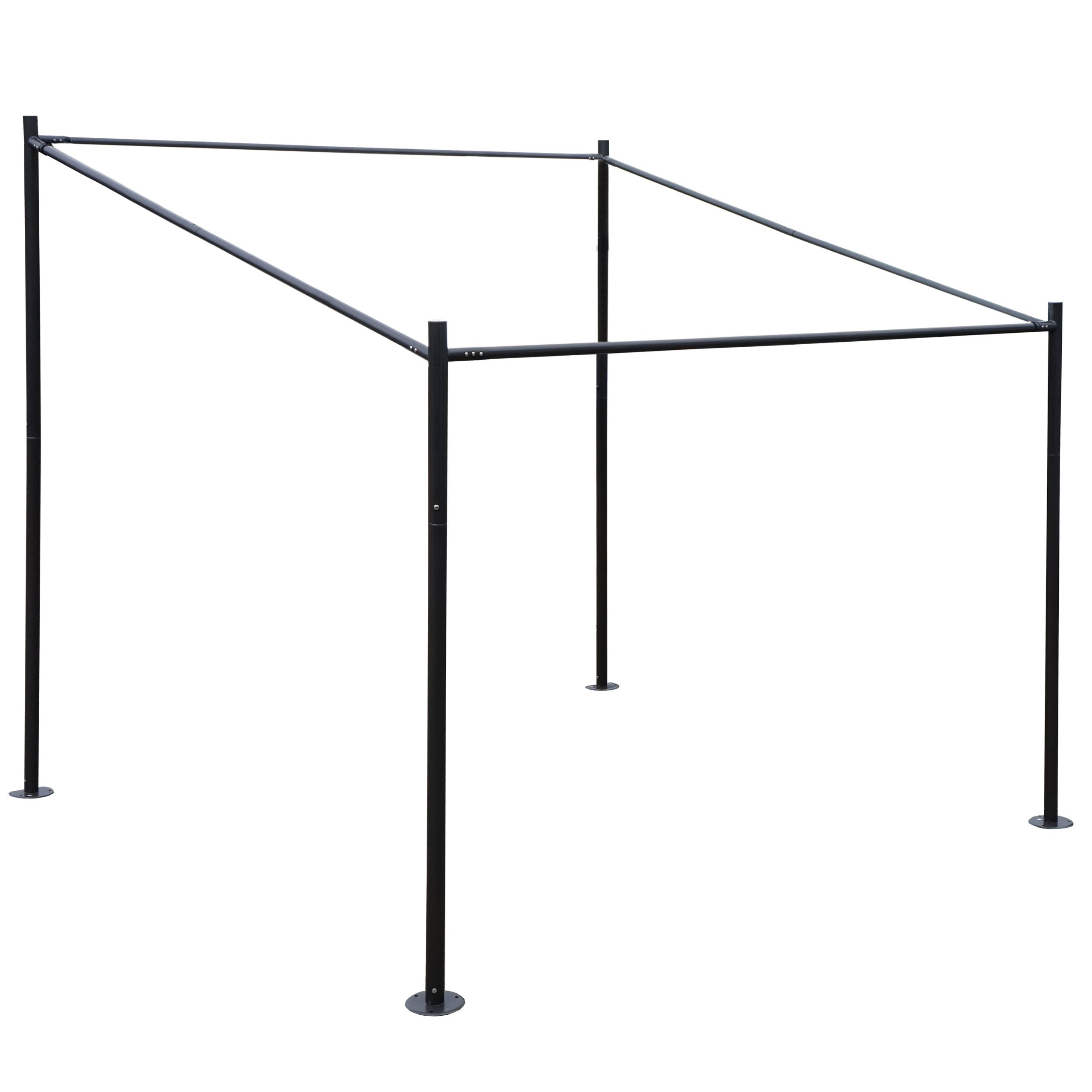 Pergola-Gestell MCW-A22, Anbaupergola Garten Pavillon Terrassen&uuml;berdachung Gest&auml;nge, Stahl 3x3m 
