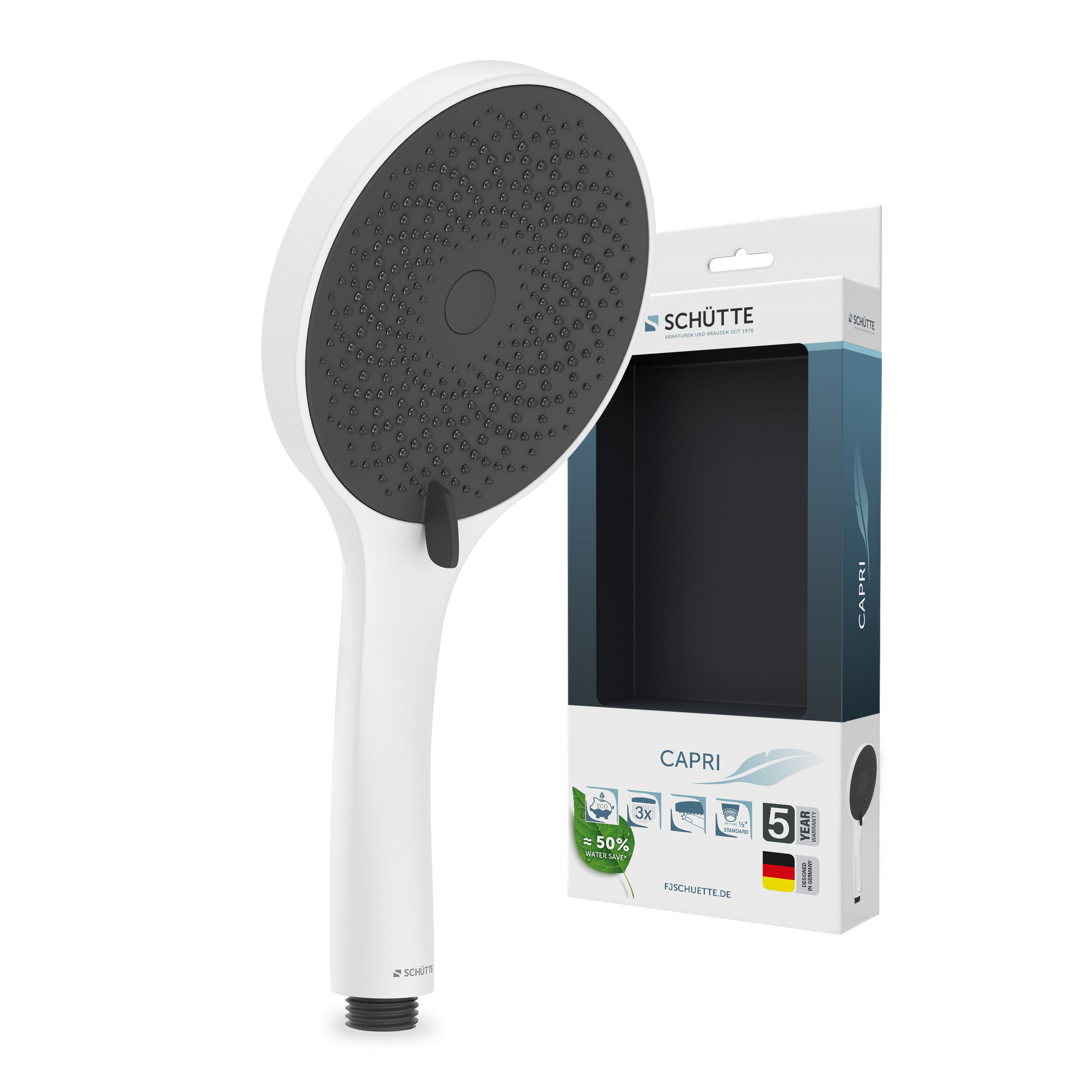 CAPRI Handbrause, Wei&szlig; matt/Anthrazit 