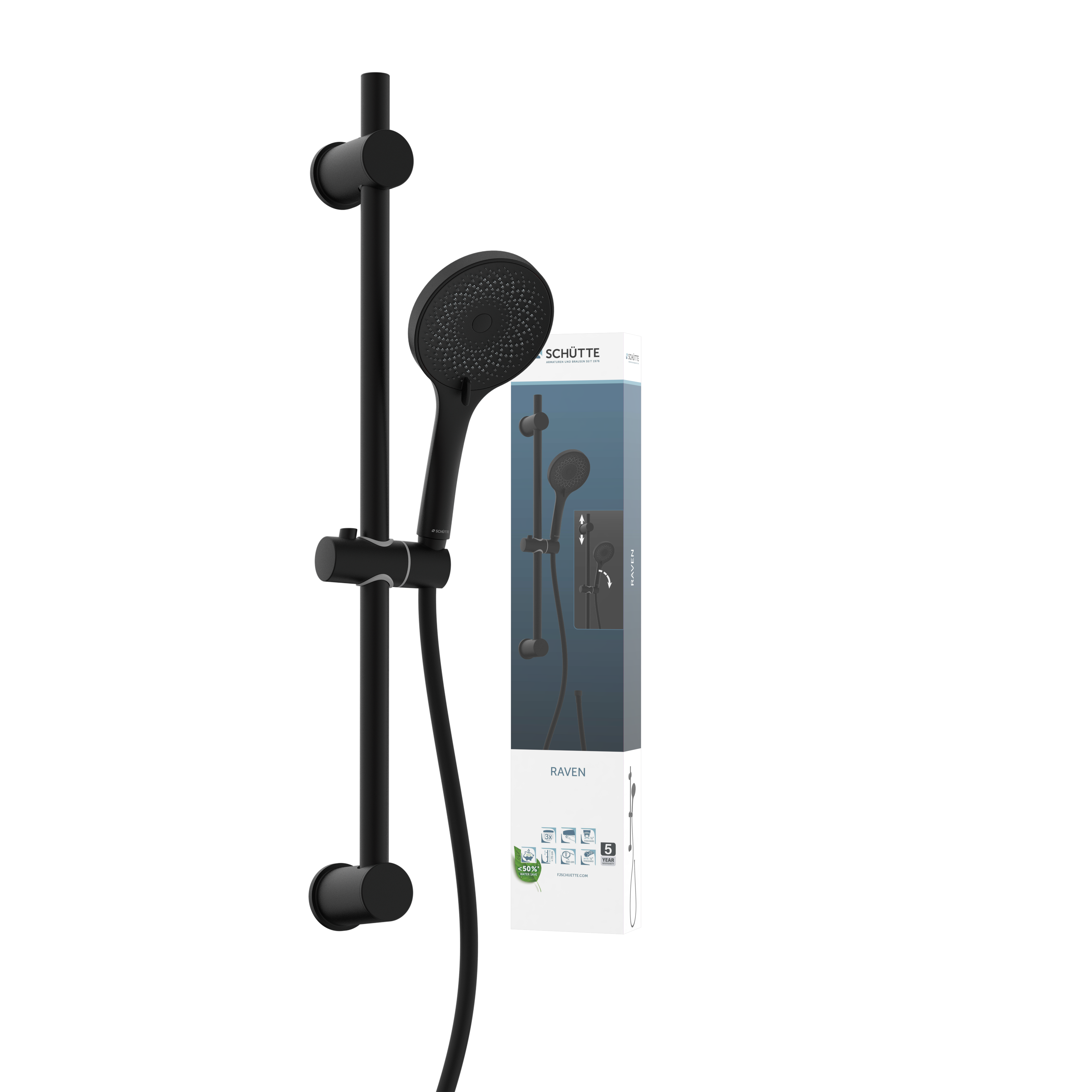 RAVEN Stangenbrause-Set, Schwarz matt 