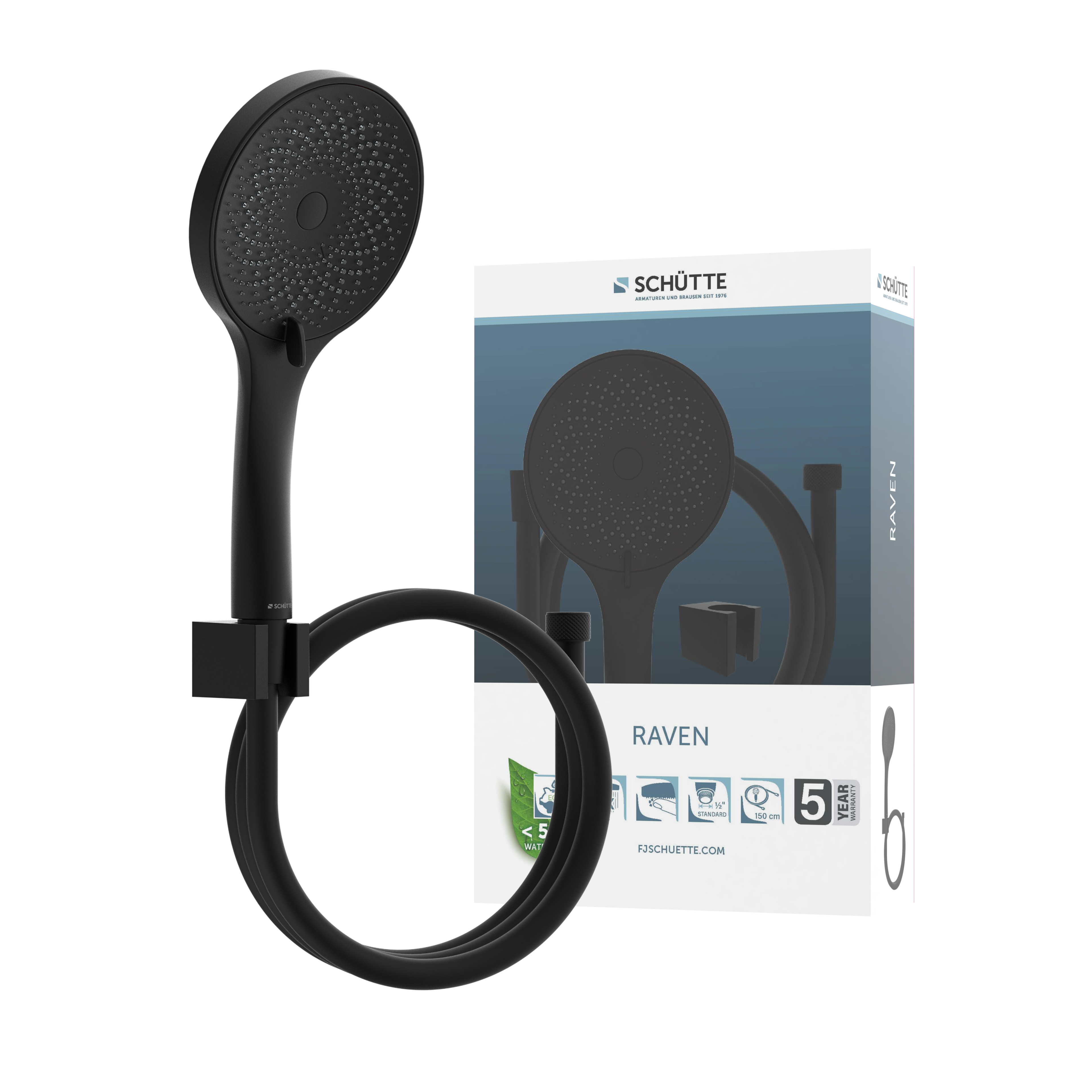 RAVEN Handbrause-Set, Schwarz matt 