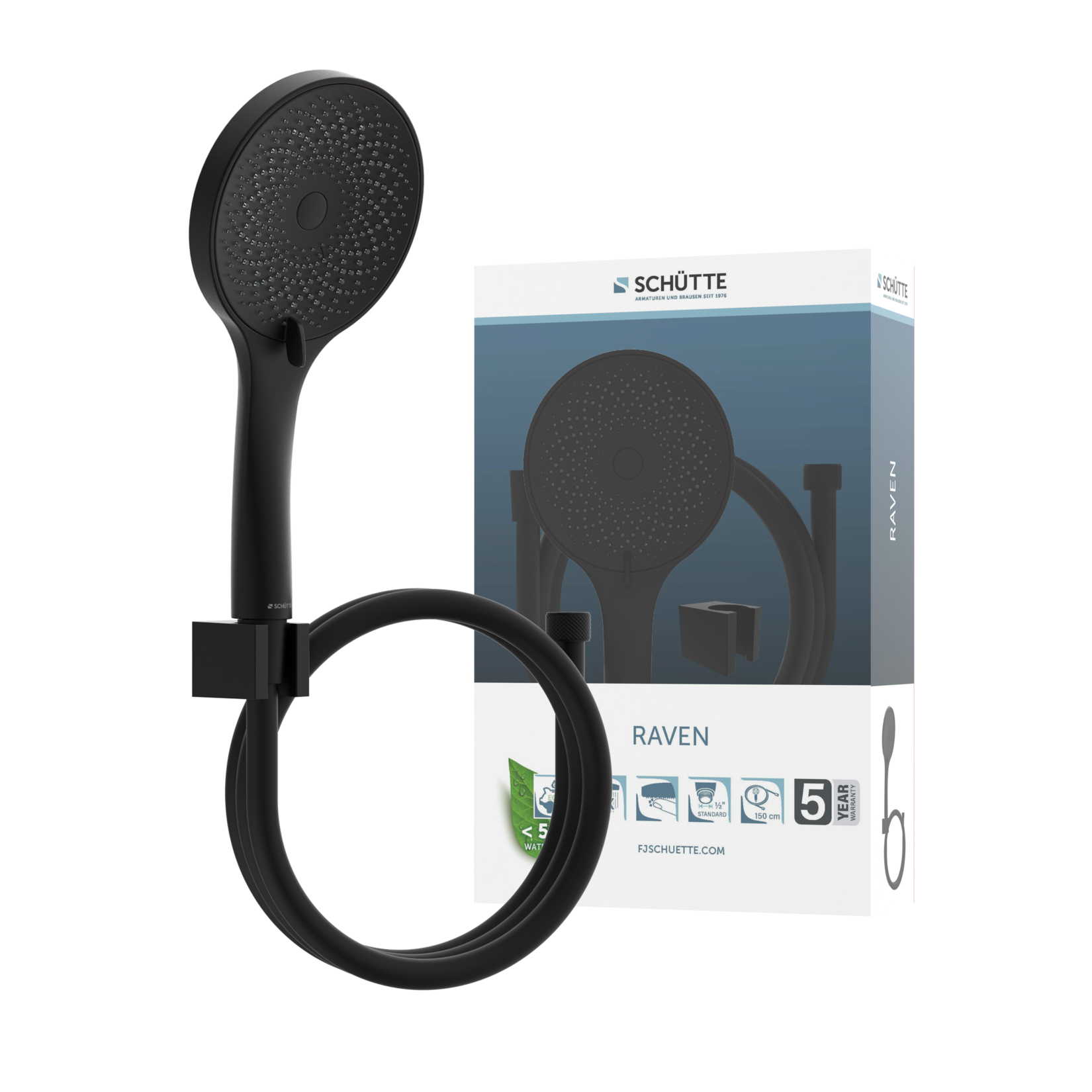 RAVEN Handbrause-Set, Schwarz matt