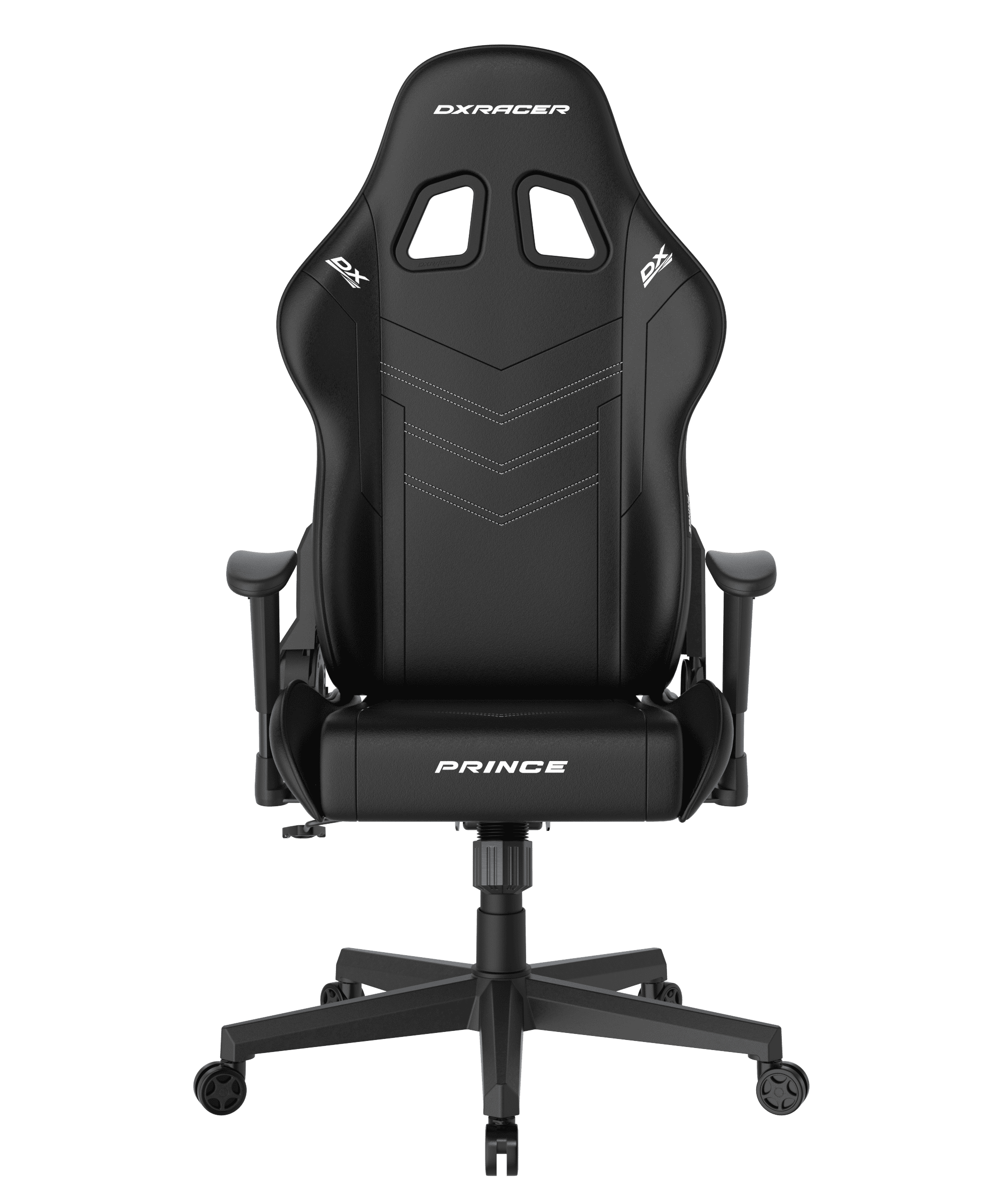 DXRacer Gaming Stuhl, GC/LPF132LTC/N.W, PRINCE Serie, Kunstleder schwarz mit wei&szlig;en N&auml;hten 