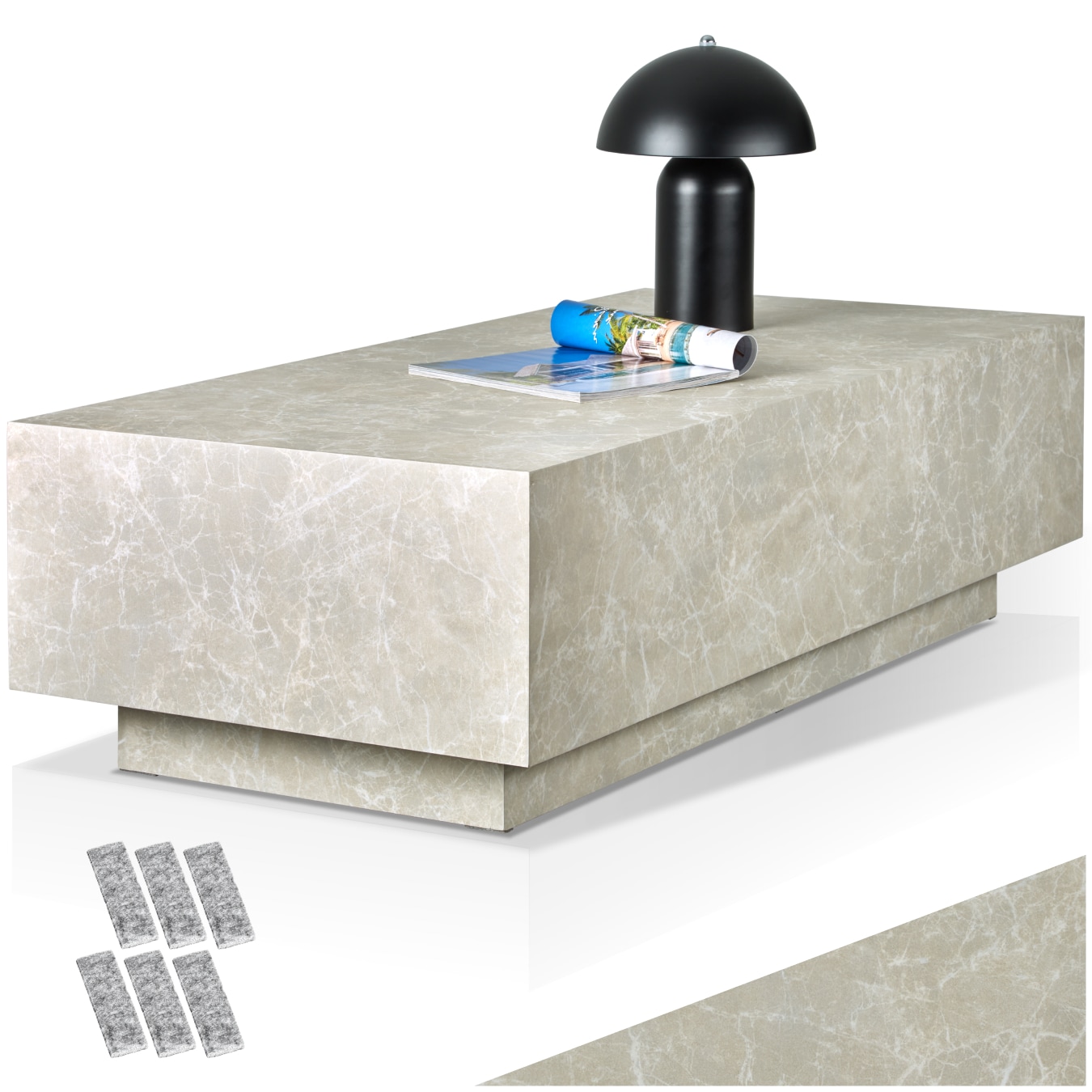 tectake&reg; Couchtisch, minimalistisches Design, solider Standfu&szlig; f&uuml;r hohe Stabilit&auml;t, inkl. Bodenschoner, Belastbarkeit 45 kg 