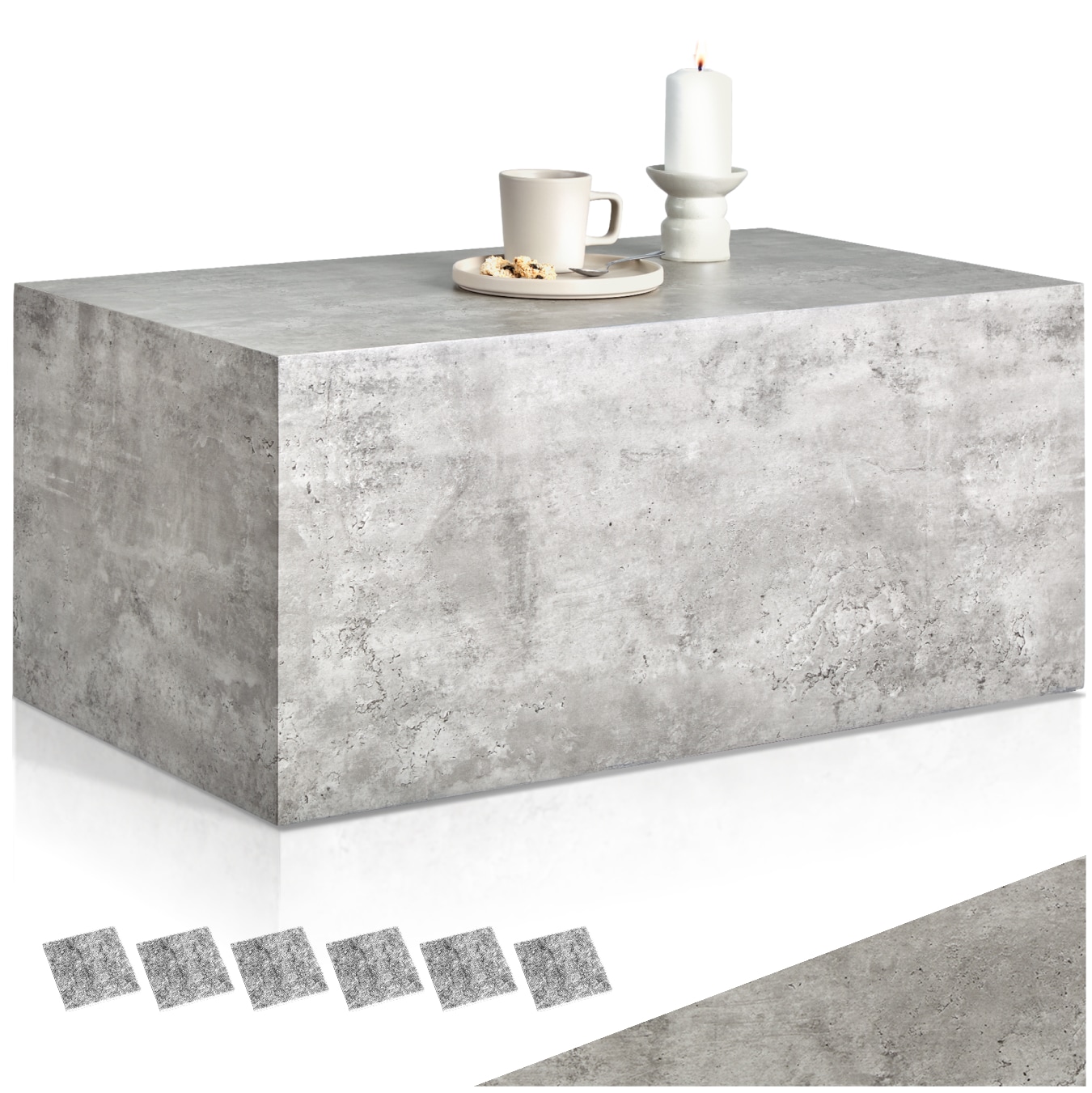 tectake&reg; Couchtisch, minimalistisches Design, keine Montage, inkl. Bodenschoner, Belastbarkeit 45 kg 