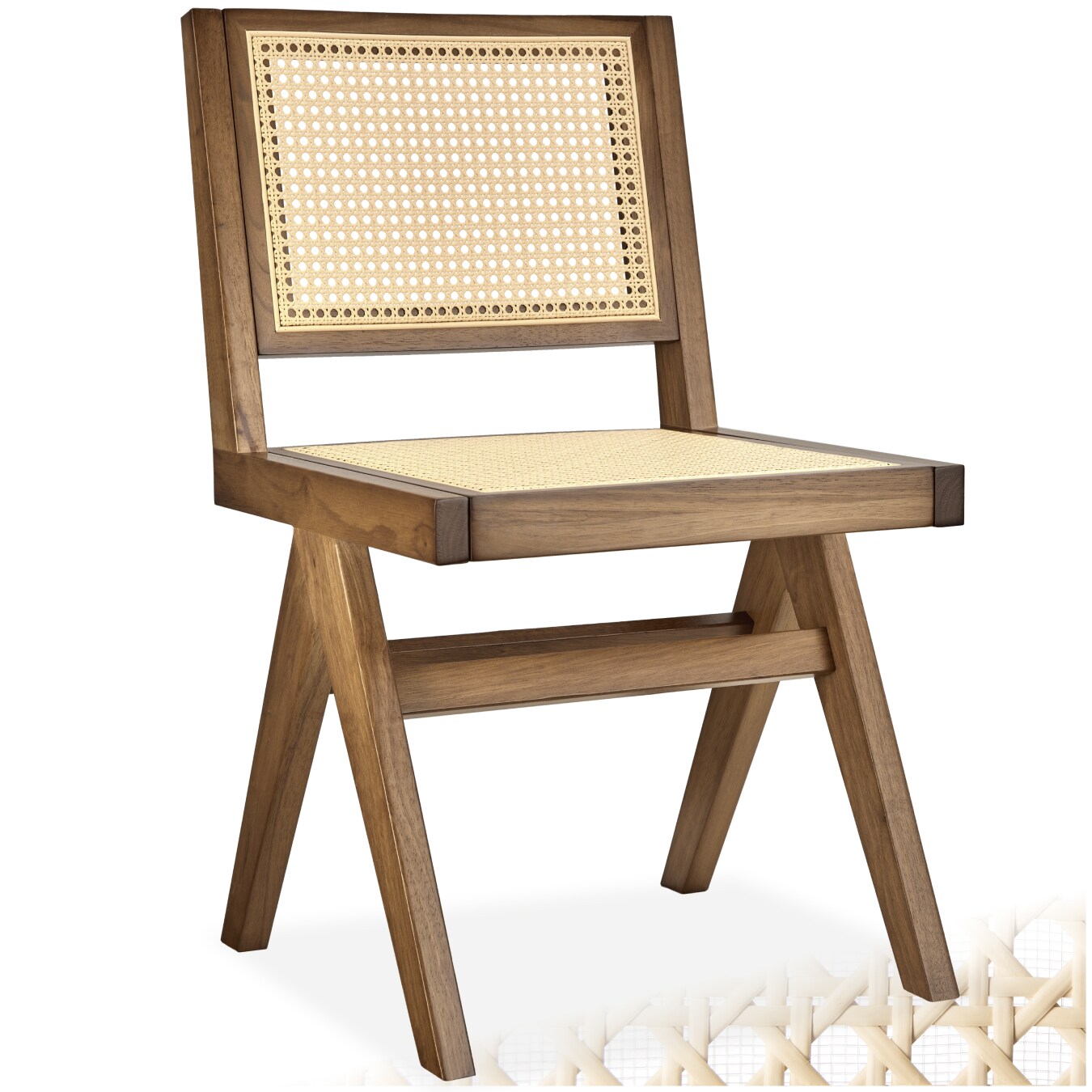 tectake&reg; Holzstuhl, Boho-Stil, massives Holzgestell mit Lackierung, 48,5 x 53,5 x 83 cm, Belastbarkeit 120 kg 
