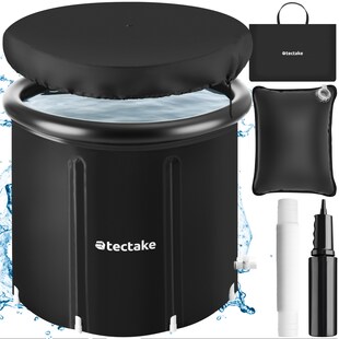 tectake® Eisbadetonne, faltbar, mit 3-facher Isolierung, zentraler Wasserablass und Ablaufhahn, inkl. Tragetasche, Pumpe und Wasserkissen 
