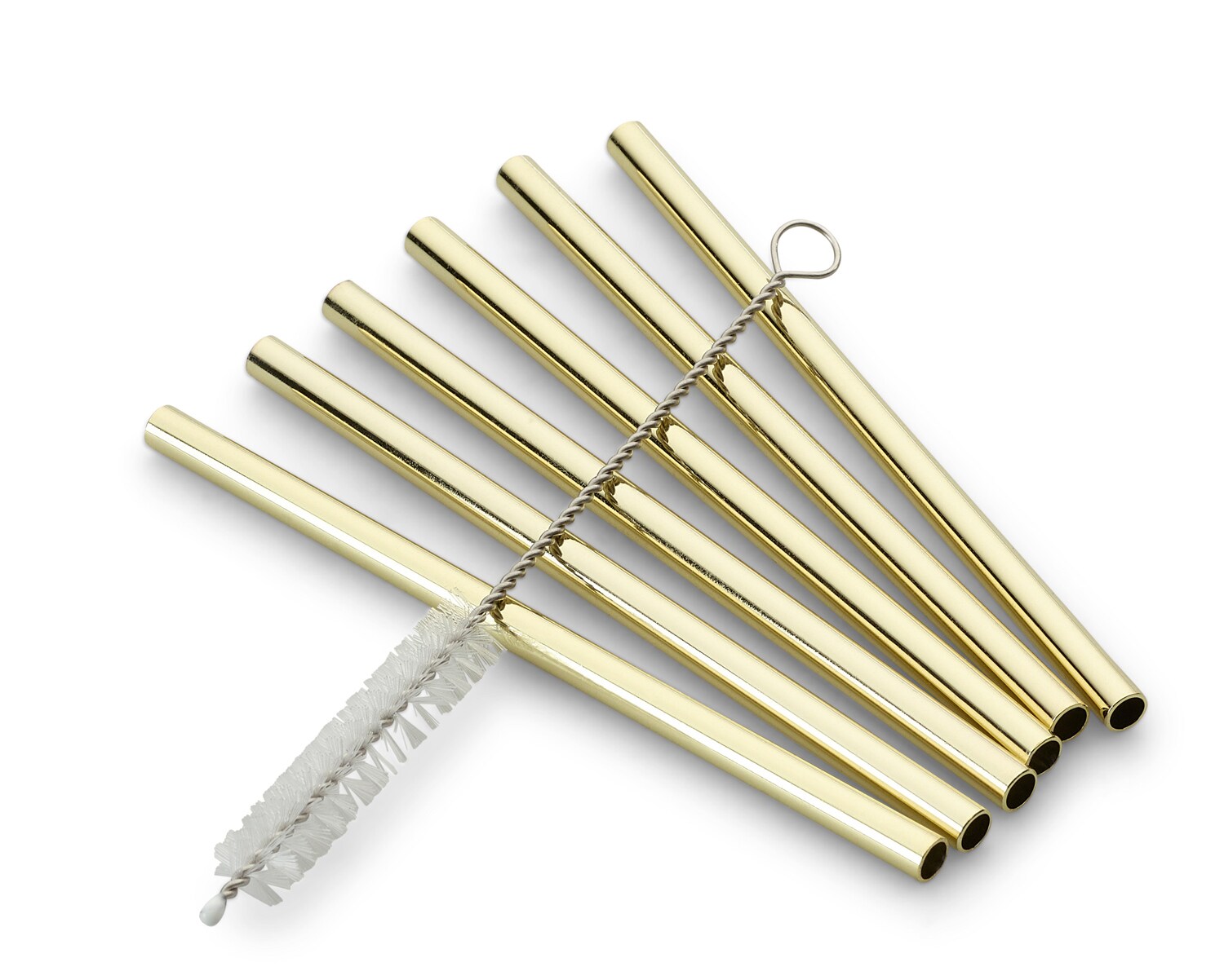 Trinkhalme Set 6tlg "small" aus Edelstahl - gold