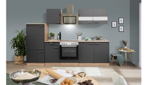 Respekta Küchenzeile ca 270 cm mit Kühl-/Gefrierkombi -versch. Ausführungen - grau 