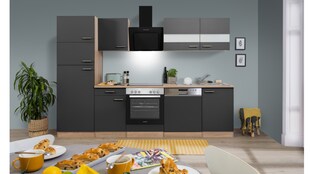 Respekta Küchenzeile ca 280 cm mit Kühl-/ Gefrierkombi und Geschirrspüler - versch. Ausführungen - grau 